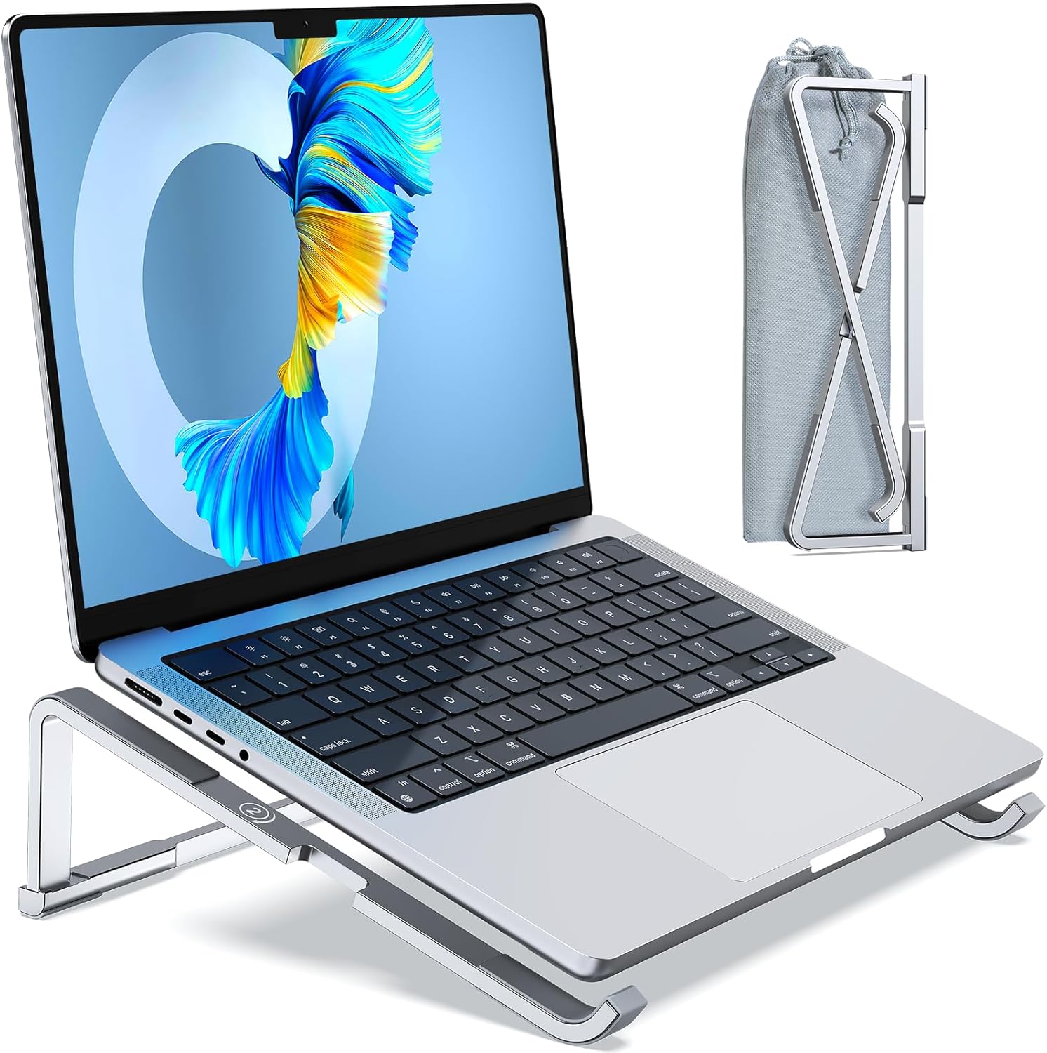 Laptop Stand for Desk, Aluminum Computer Stand for Laptop, Foldable Laptop Riser, Portable Laptop Stand, Compatible for MacBook Pro/Air, Dell, HP, Lenovo, 11'' -15.6'' (Silver) - Image 2