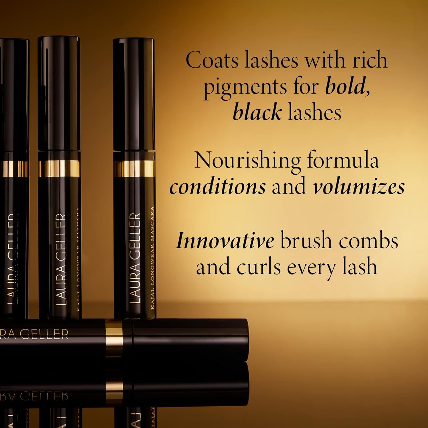 LAURA GELLER NEW YORK Kajal Longwear Mascara - Lengthening, Defining, Curling, Buildable Formula Eye Makeup - Innovative Curling Brush - 1 count - Image 3