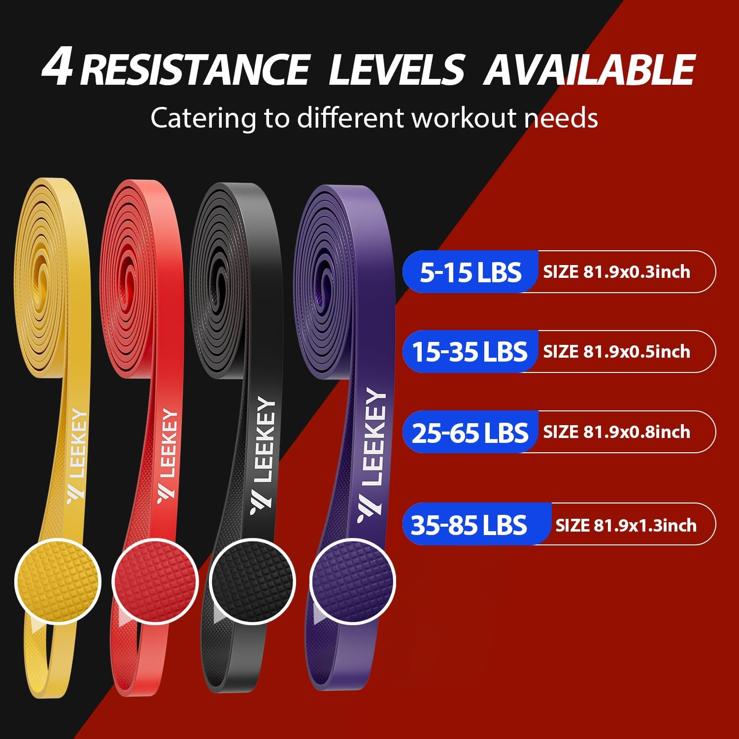 LEEKEY Resistance Bands Set - Pull Up Assist Bands for Men and Women Fitness Training, Physical Therapy, Home Workouts - Image 4