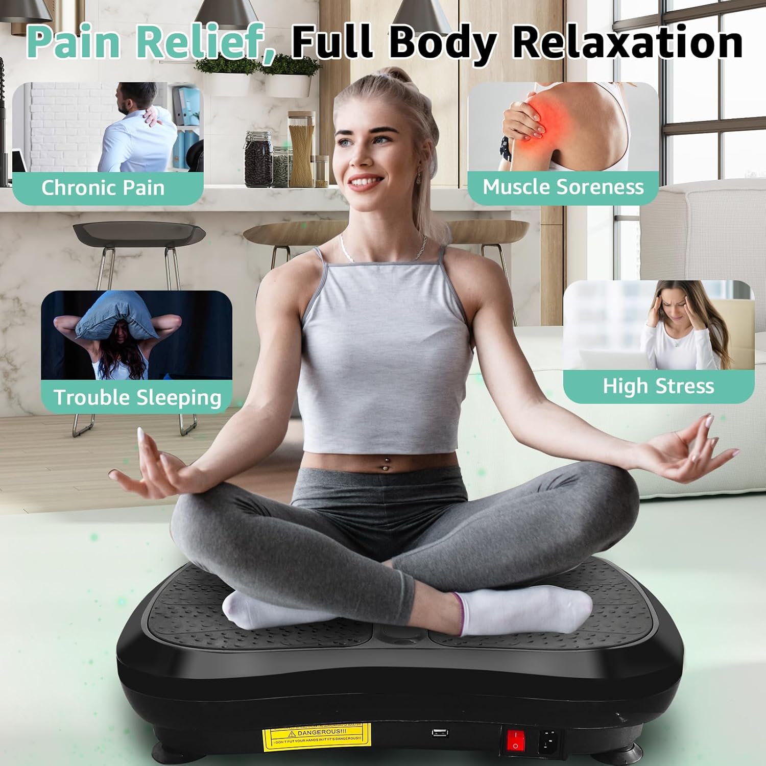 330LBS Vibration Plate Exercise Machine, 99 Levels Vibrating Plates Platform for Weight Loss, Whole Body Waver Shaker, Home Gym Shaping Fitness Workout - Image 5