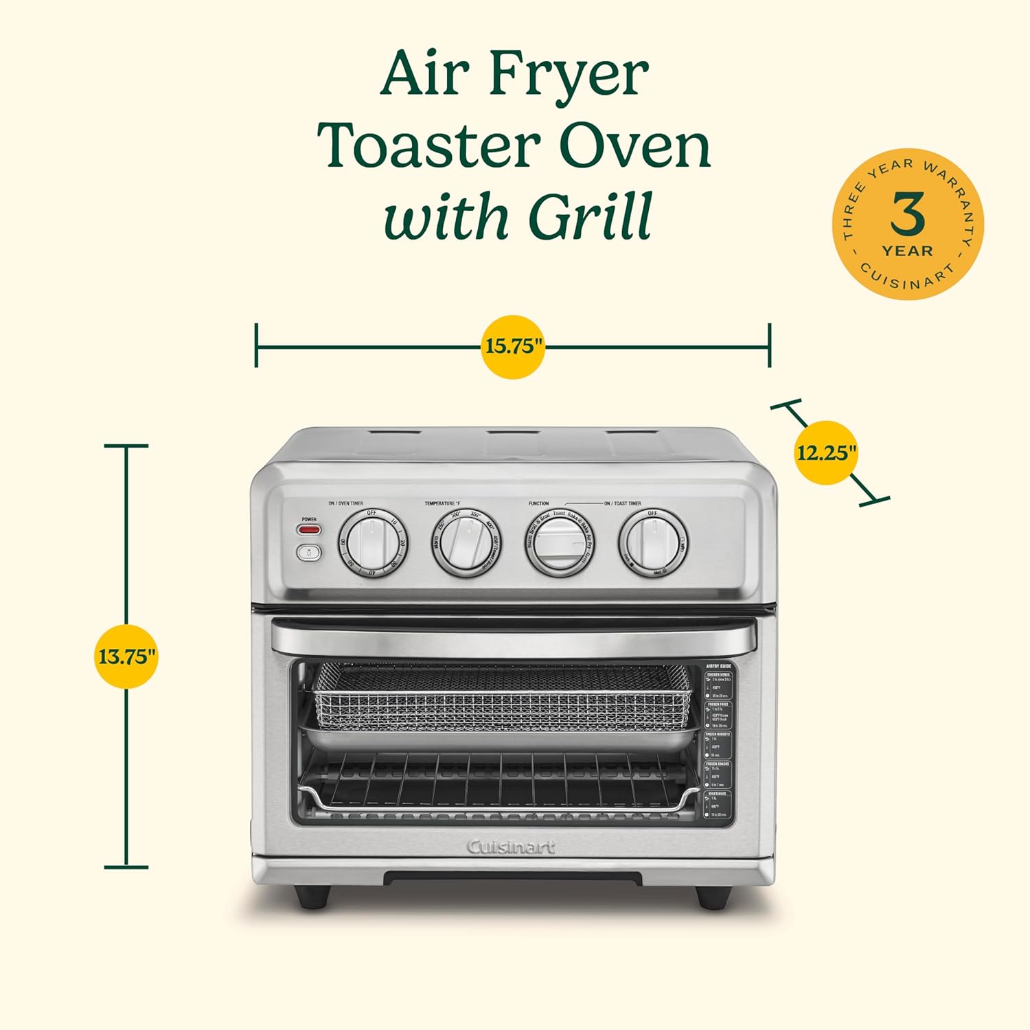 Cuisinart Air Fryer + Convection Toaster Oven, 8-1 Oven with Bake, Grill, Broil & Warm Options, Black Stainless Steel, TOA-70BKS - Image 7