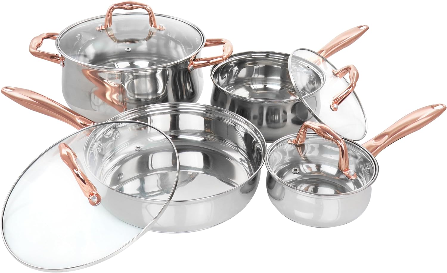 Gibson Home Bransonville 8 Piece Stainless Steel Cookware Set in Chrome and Bronze - Image 2