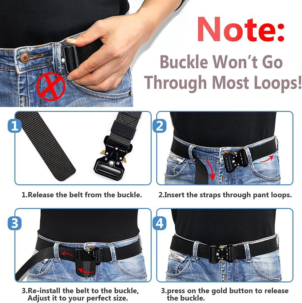 DOOPAI Tactical Belt for Men, 3Pack Military Nylon Web with Heavy Duty Quick Release Metal Buckle - Image 6