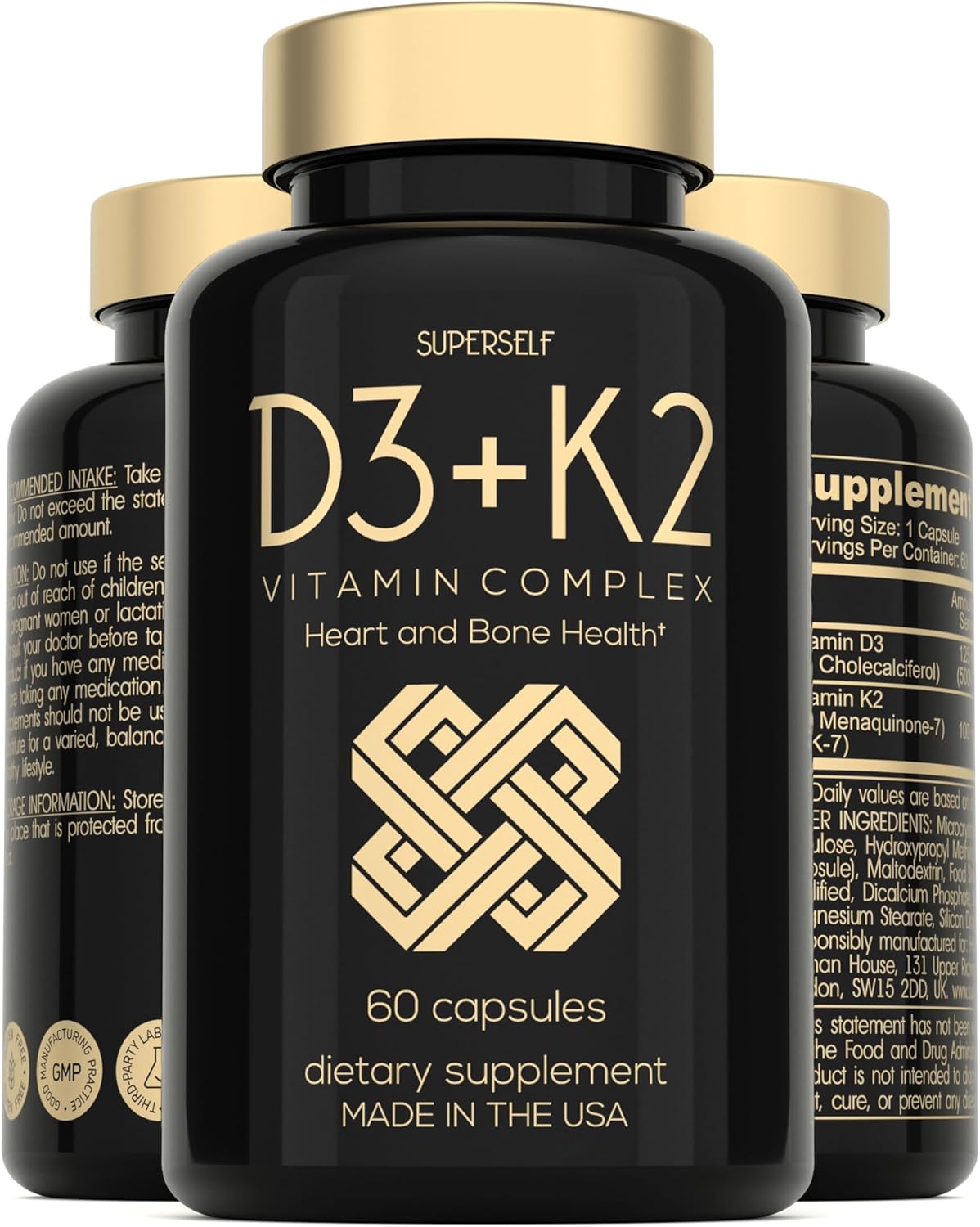 Vitamin D3 K2 Capsules - Vitamin D3 5000 IU and Vitamin K MK7 100mcg - 60 Capsules - USA Made Vegetarian Vitamin D Supplement - High Strength VIT D for Bones, Muscle, Teeth, Immune System - Image 2