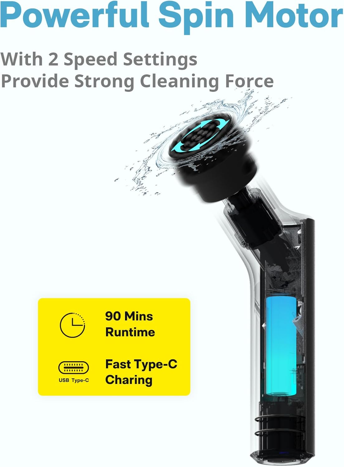 Hoto 1 Pcs Replacement Brush Heads for Electric Spin Scrubber, Power Cleaning Brush Cordless Dome Brush, Suitable for HOTO Electric Scrubber Only, Brush Accessories for Bathroom Shower Kitchen Floor - Image 7