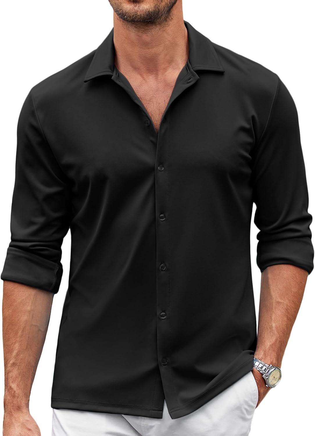 COOFANDY Men's Casual Button Down Shirt Wrinkle Free Shirts Long Sleeve Dress Shirt - Image 2