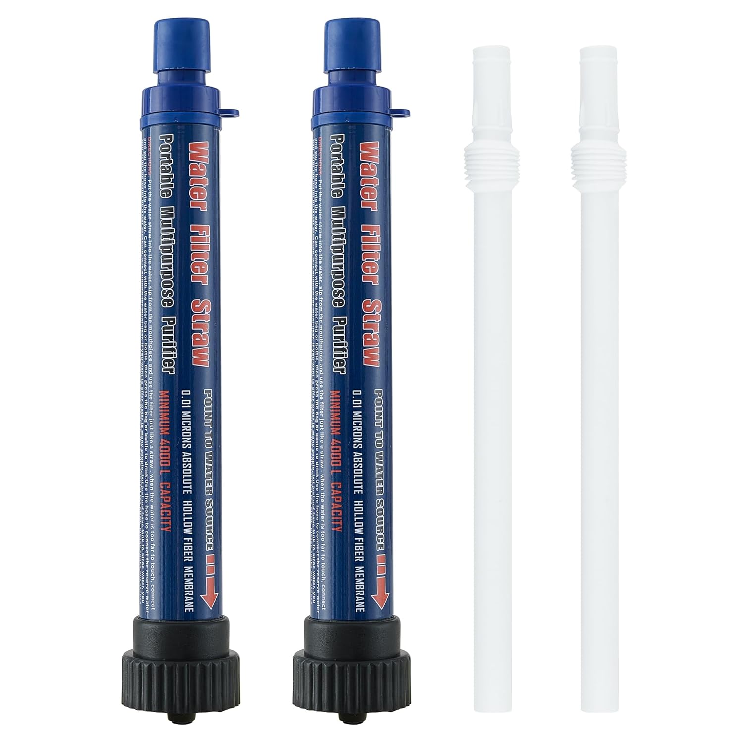 Navy Blue 2 Pack Water Filter Straw Outdoor Portable Personal Water Filter Straw Water Purifier Survival Gear and Equipment for Hiking Camping Travel and Emergency - Image 2
