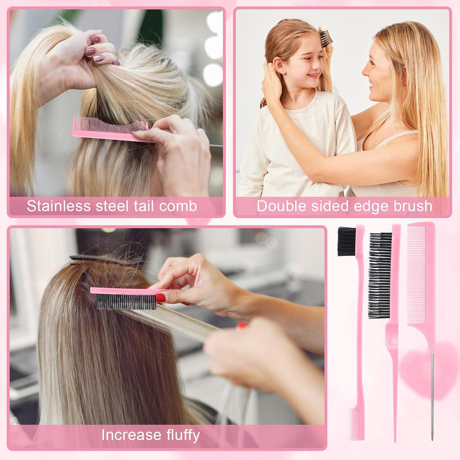 15 Pcs Slick Back Hair Brush Set, Bristle Hair Brush with Spray Bottle,Hair Clip,Edge Brush for Women, Men - Image 6