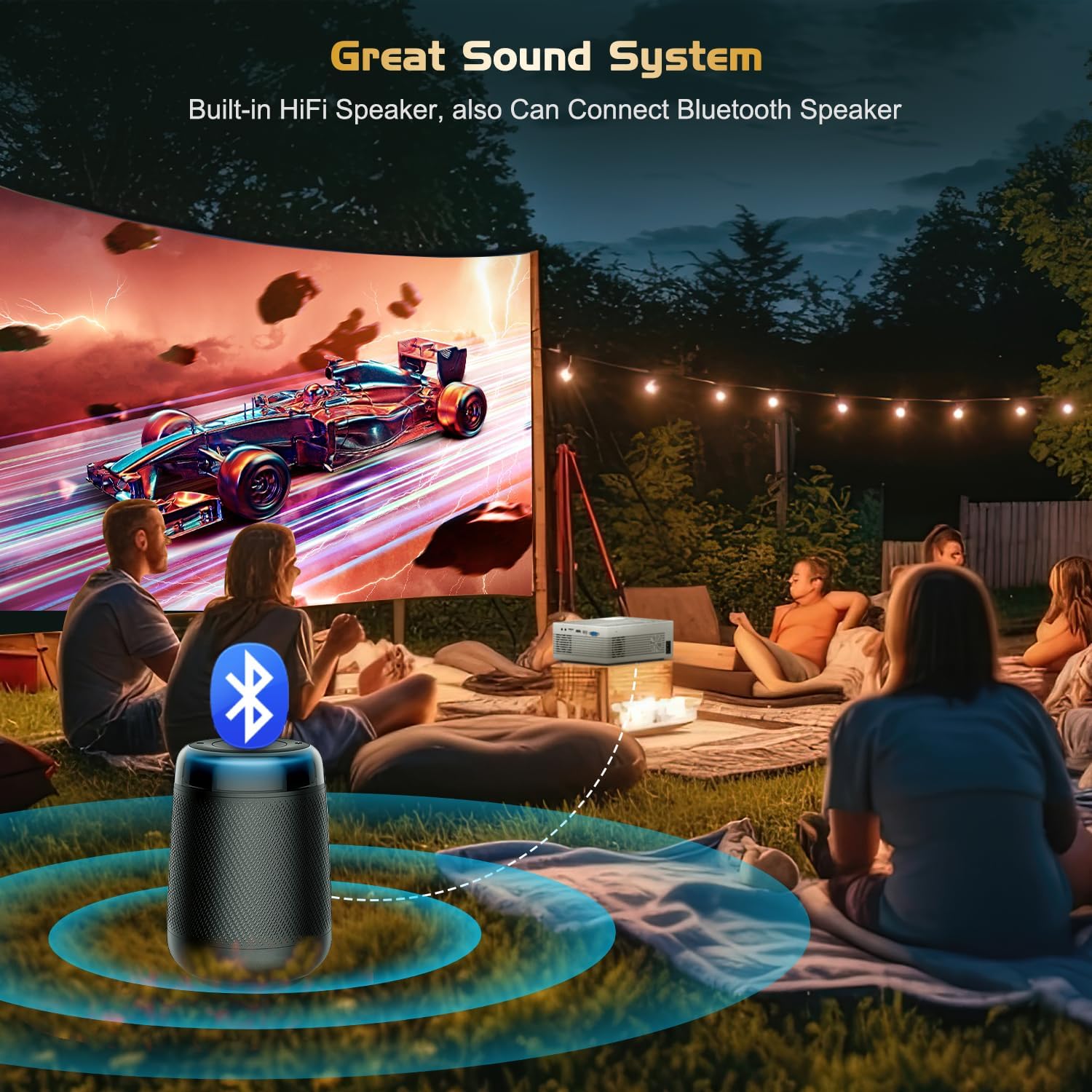 【4K Projector】Faltopu Native 1080P Projector, 500ANSI Projector with 5G WiFi and Bluetooth, Full HD Outdoor Projector, 300'' Mini Portable Movie Projector Compatible with with Android/iOS/Windows - Image 5