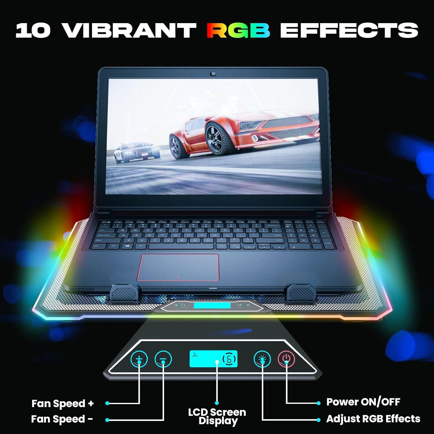 KLIM V14 Gaming Laptop Cooling Pad with 14 Fans + Gaming Laptop Cooler + Stable RGB Laptop Stand with Fan + Compatible up to 17 Inches + 2 USB Ports + Mobile Phone Holder + 5 Years Protection - Image 5