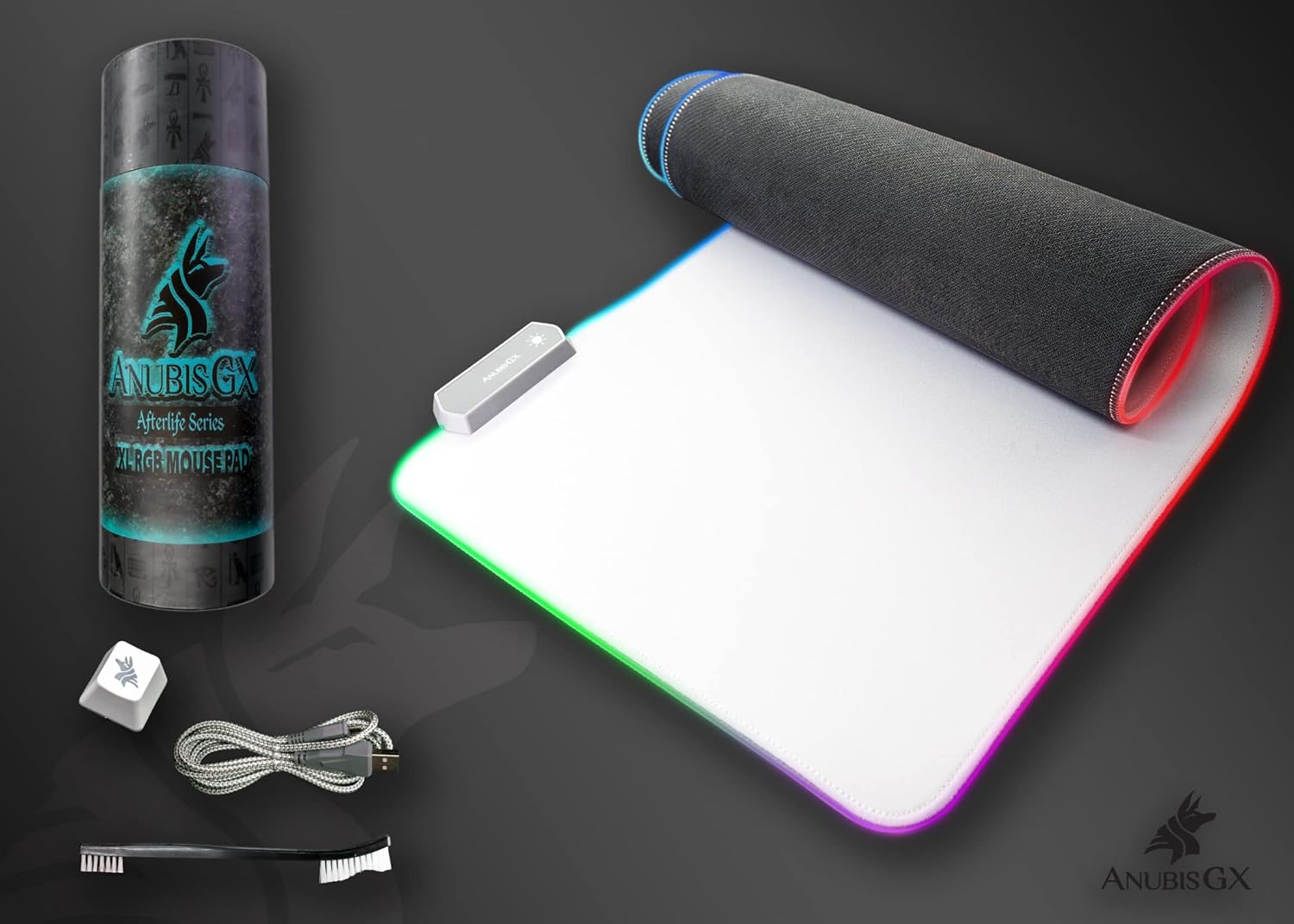 AnubisGX White RGB Mouse Pad | Premium XL Waterproof Computer Gaming Desk Mat | 14 Glowing LED Settings | XXL Extended Non-Slip Gamer Mousepad | 31.5 x 11.8 in - Image 3