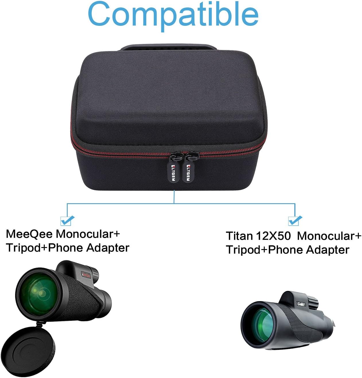 LTGEM Monocular Case Hard Carrying Case Compatible for Gosky 12X55 or Titan 12X50 or Pankoo 40X60 High Power Prism Monocular Telescope - Image 7