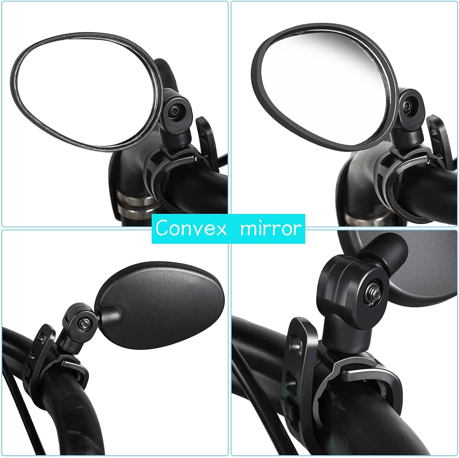 Hestya 2 Pcs Bike Mirror 360 Degree Adjustable Safe Rotatable Handlebar Mirror Bicycle Accessories Shockproof Acrylic Convex for Mountain Road Bike - Image 5