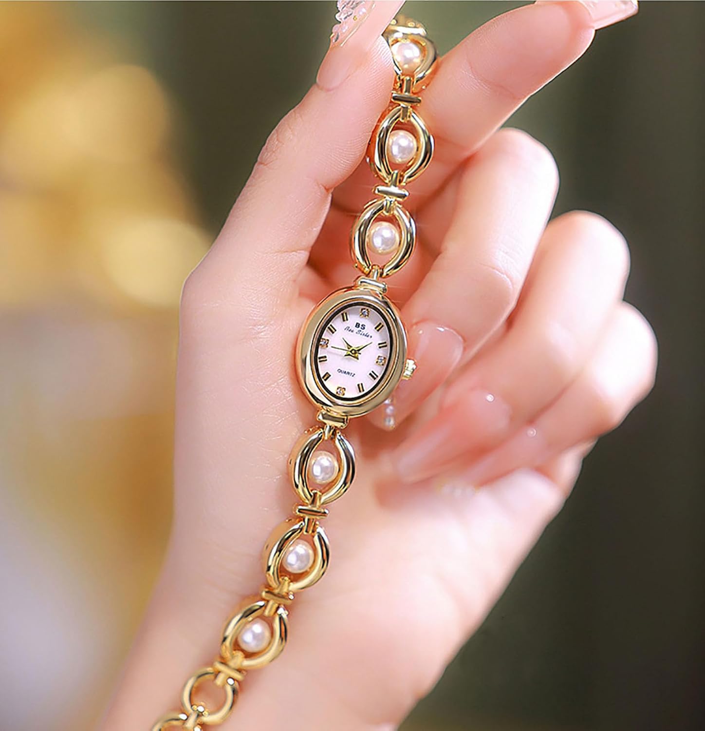 Gosasa Fashion Women's Dress Watch Elegant Pearl Oval dial Ladies Bracelet Waterproof Analog Casual Watch - Image 5