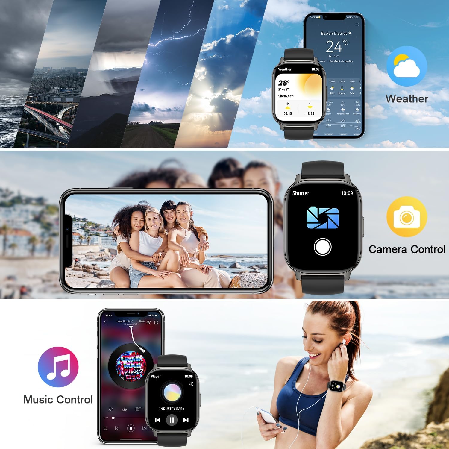 Smart Watch for Men Women Fitness: Make/Answer Call Smart Watches for Men Digital Mens Watches Running Waterproof Smartwatch Android Phones iPhone Samsung Compatible Heart Rate Monitor Step Tracker - Image 7