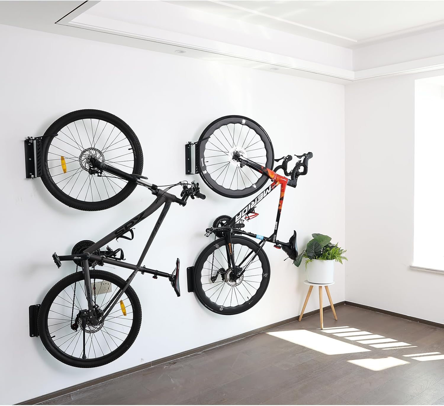 Bike Wall Mount Vertical, Swivel Bike Hangers For Garage, Bike Rack Garage Wall, Bicycle Hooks, Garden Indoor Outdoor Storage, All Metal (1Pack) - Image 6