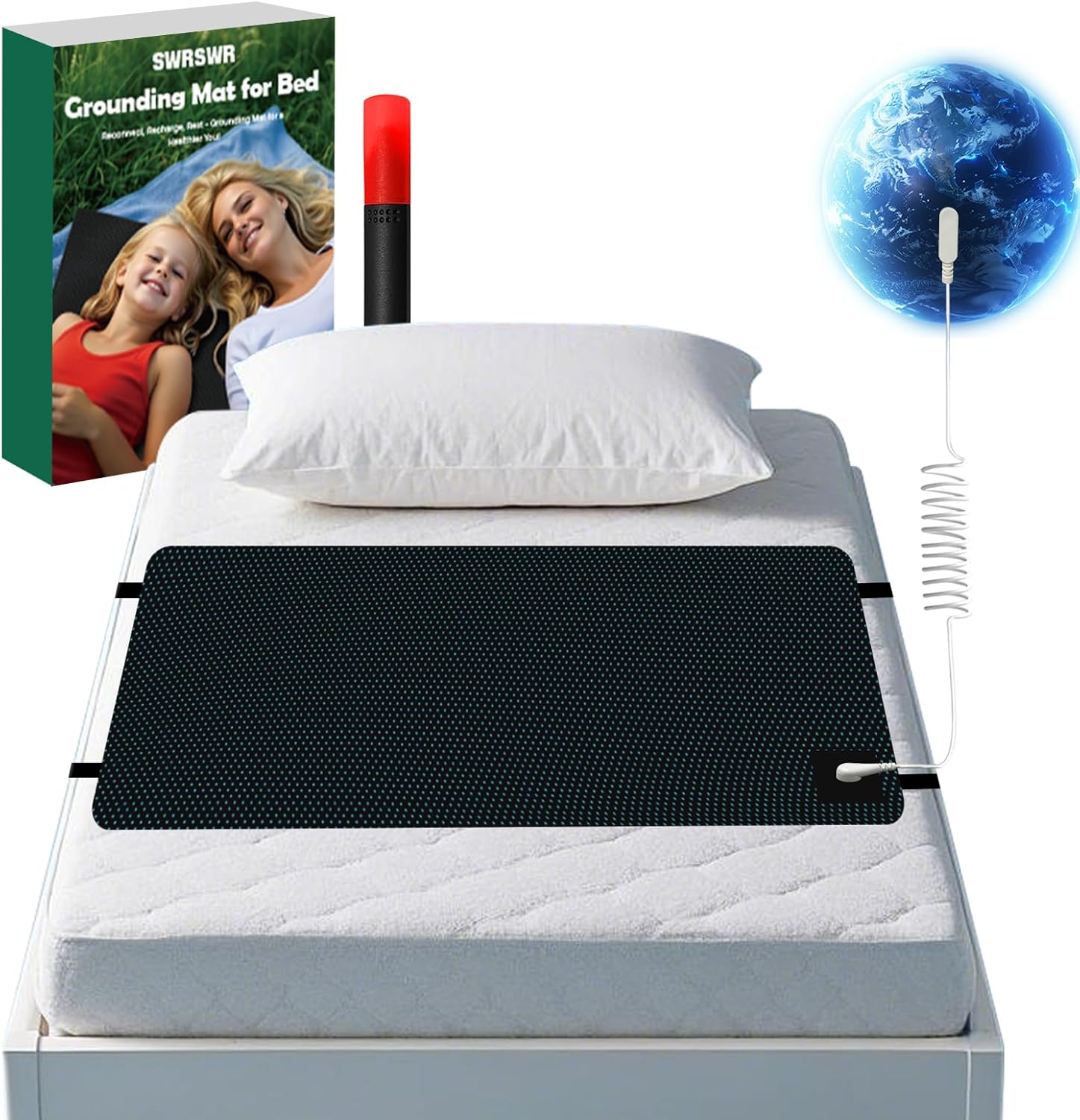 Grounding Mat for Bed: Grounding Pad for Sleeping - Anti-Slip PU Leather Grounded Mattress Pad Kit with Grounding Cord - Full 27''×54‘’ - Image 2