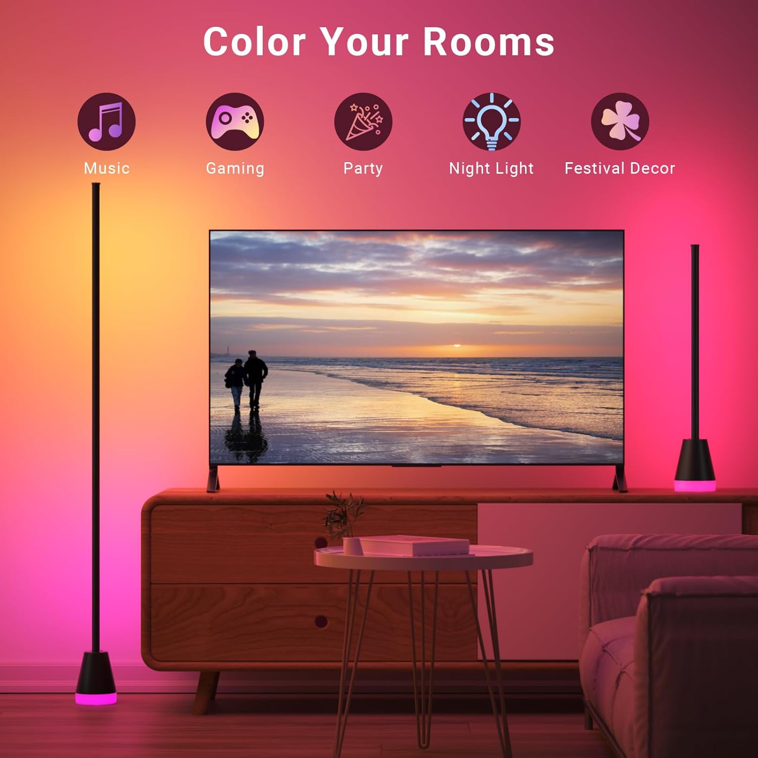 Smart RGB Corner Floor Lamp - LED Corner Lamp with App and Remote Control, 16 Million Colors RGB Floor Lamp with Music Sync, Ambient Lighting Lamp - LED Lamp for Bedroom, Living Room - Image 7