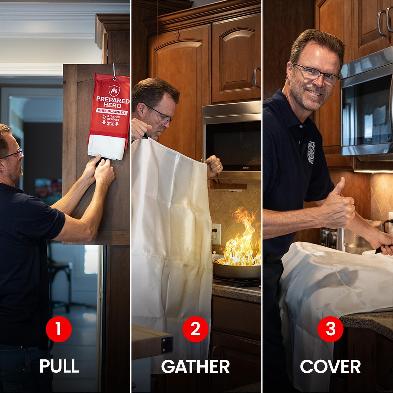 Prepared Hero Emergency Fire Blanket - 2 Pack - Fire Suppression Blanket for Kitchen, 40” x 40”, for Home, Fiberglass Fire Blanket. - Image 6