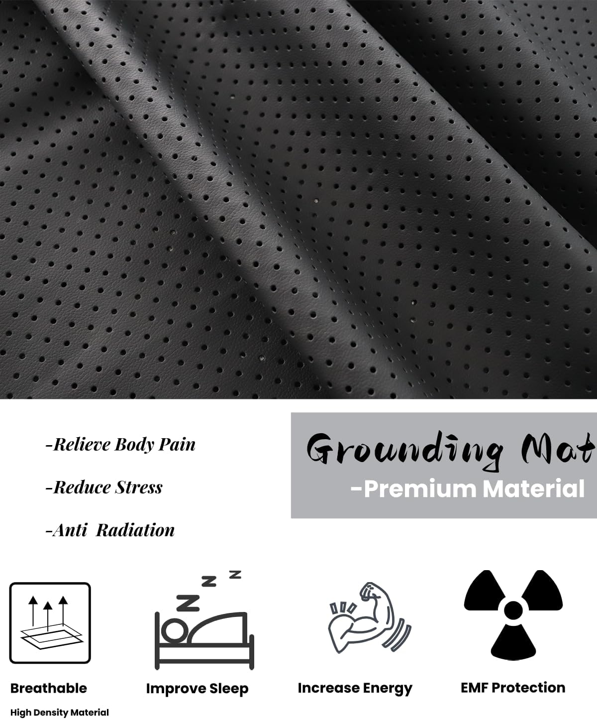 Grounding Mat for Bed, Grounding Mattress Cover Pad for Improve Sleep, Conductive Carbon Leatherette Earth Mat Grounding Pad (27 * 78inch) - Image 4