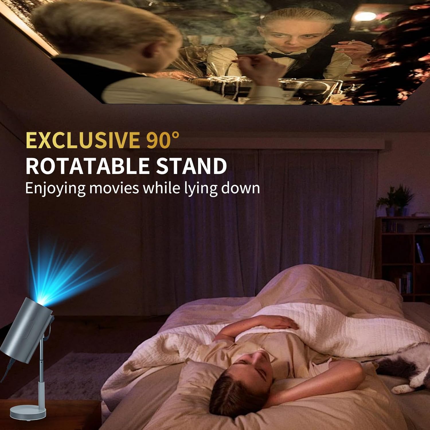 【Built in Apps&15" Foldable Stand】Portable Mini Projector with WiFi and Bluetooth, 1080P 500 ANSI Smart Projector 4K with Electric Focus & 5W Speaker, Home theater Projector with 200'' Display+zoom - Image 8