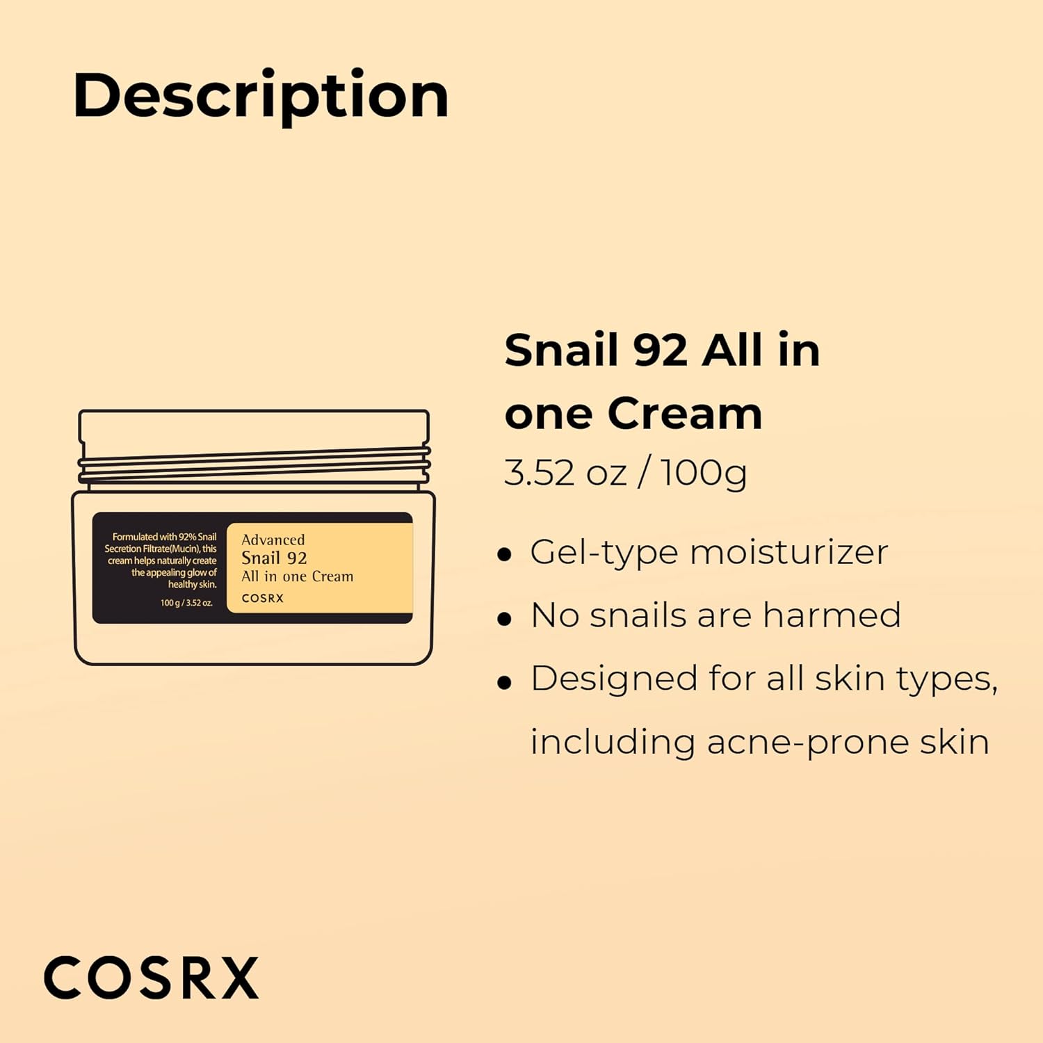 COSRX Snail Mucin 92% Face Moisturizer, 3.52 Oz, Lightweight Moisturing Cream for Soft, Glowy Skin, Korean Skin Care, Korean Moisturizer Face Cream - Image 6