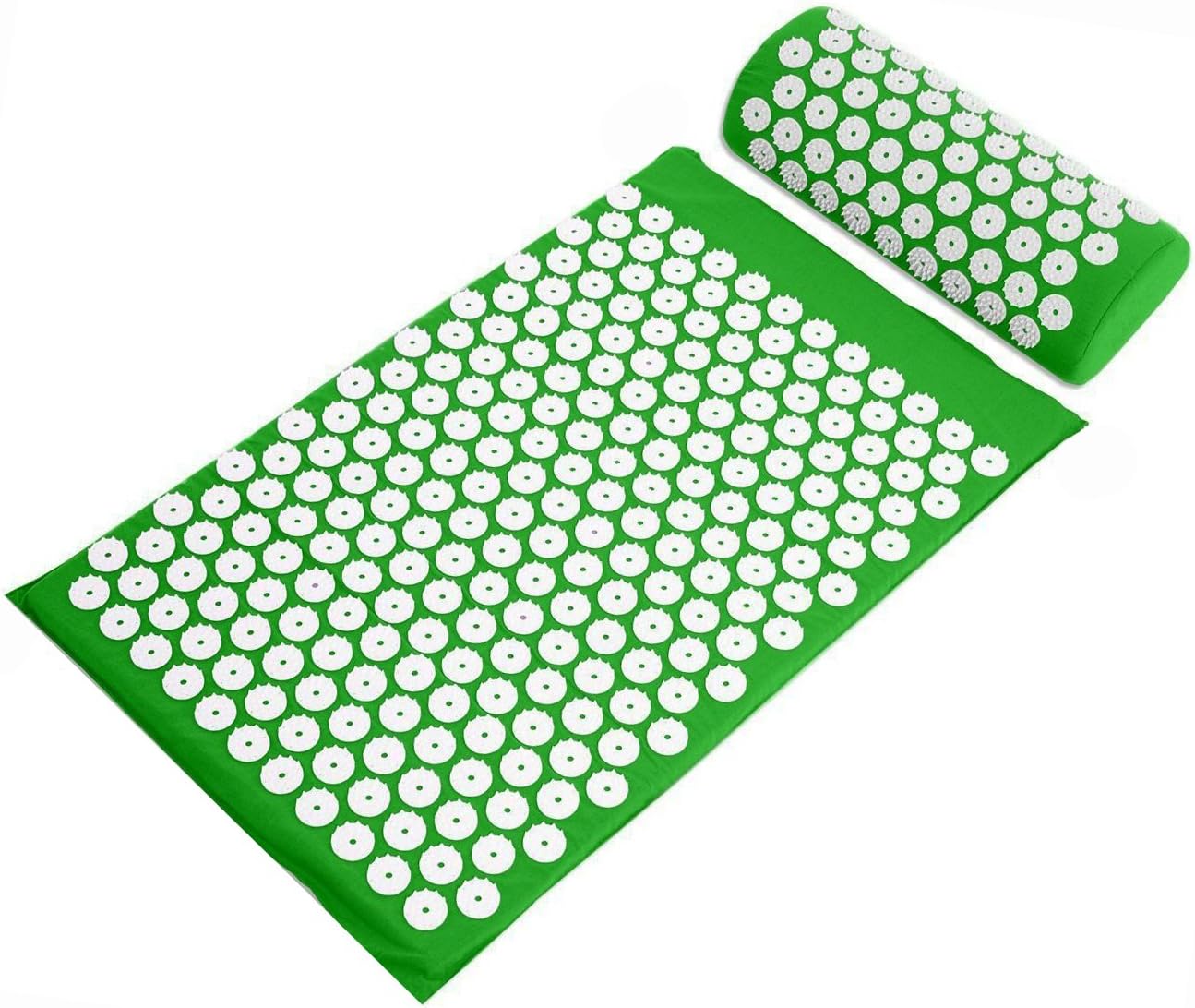 Acupressure Mat and Pillow Set for Back/Neck Pain, Acupuncture Products to Relieve Muscle Fatigue, Improve Insomnia for Sedentary People, Acupuncture Eases Stress, Massage Mat, Green - Image 2