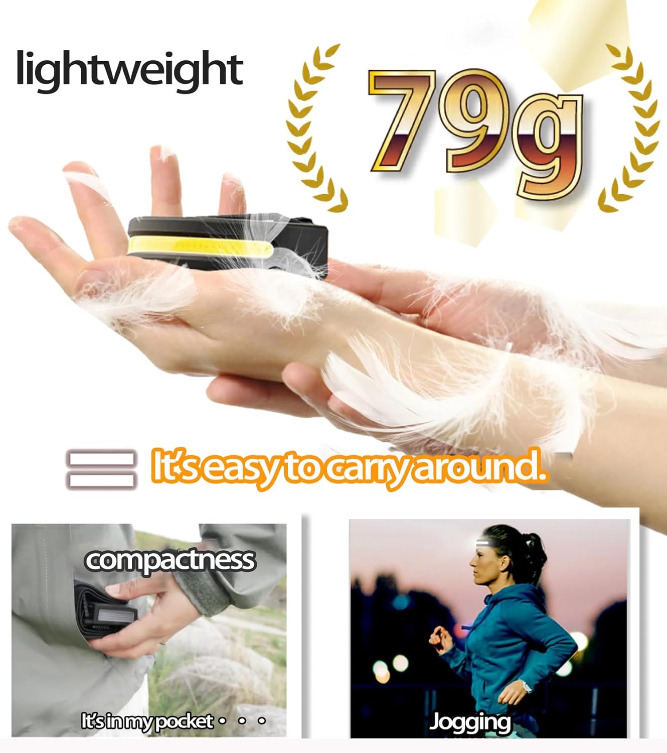 Headlamp Rechargeable with red light Bright 230° Wide Beam Headlight, Headlamps with Motion Sensors, 7 Modes Lightweight Waterproof Head Light Flashlight for Outdoor Hiking Running Fishing Camping - Image 4