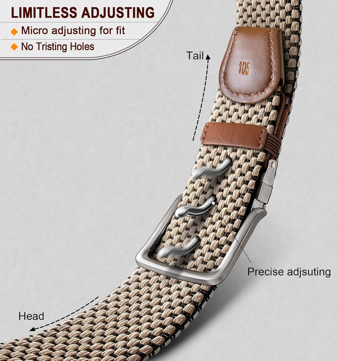 KEMISANT Braided Belt Reversible,Elastic Stretch Belt for Gift Men Golf Casual 1 3/8",2 In 1 Belt - Image 7