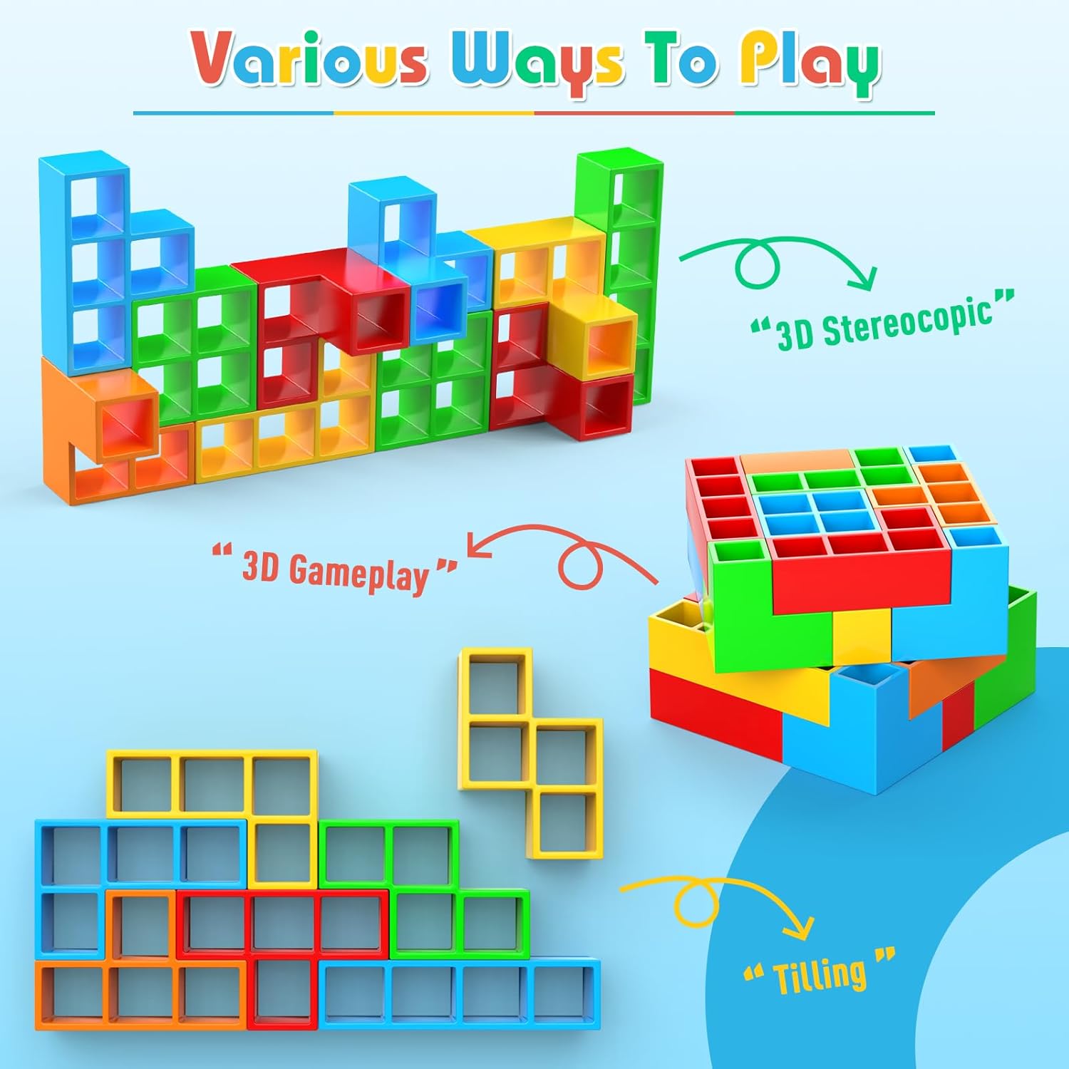 70Pcs Tetra Board Game for Adult & Kids 4-8 8-12, Team Building Blocks Stack Attack Game, Stacking Balance Toy for Family Friend Easter Basket Stuffers - Image 6