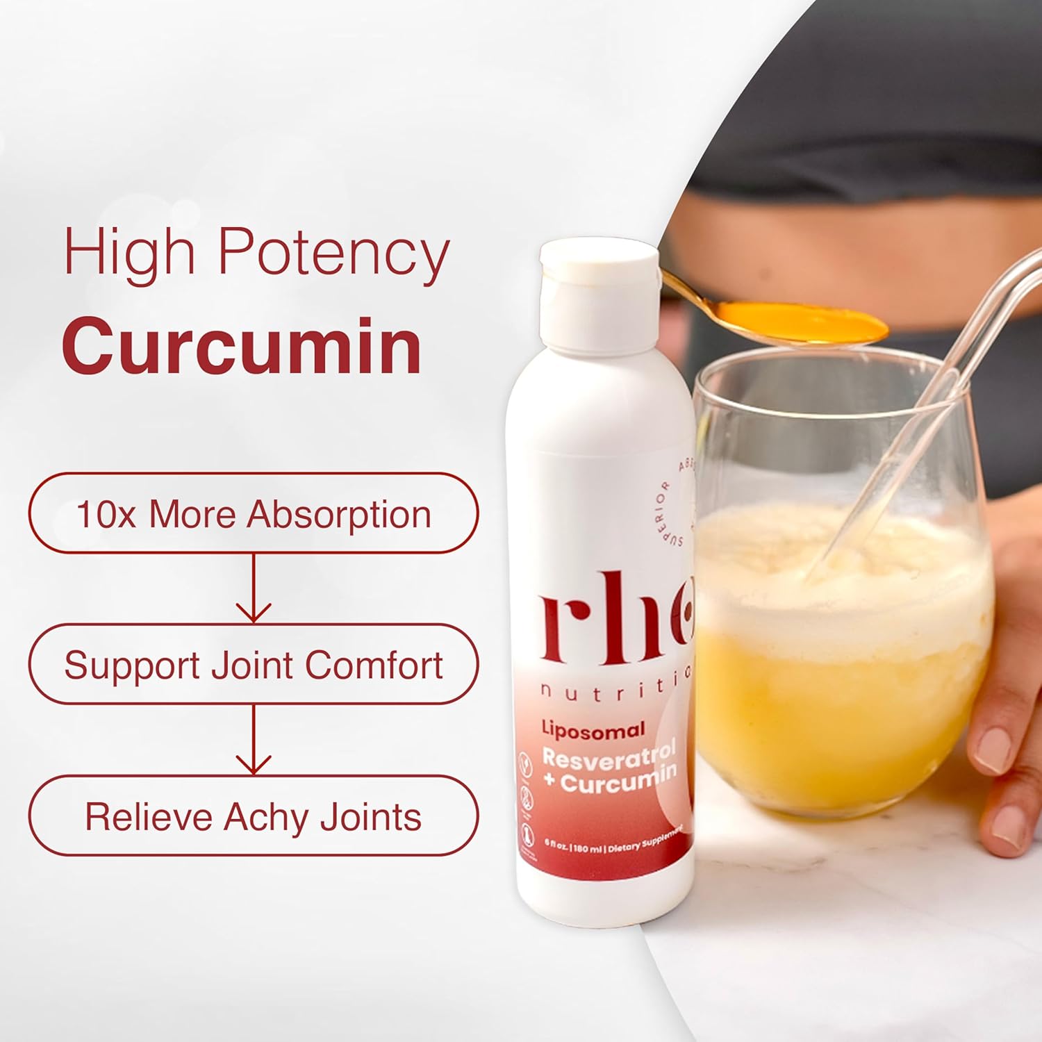 Liposomal Curcumin + Resveratrol (1 Pack) – Ultra High Absorption Liquid Curcumin Supplement – Promotes Joint Comfort, Mobility, Cellular Health and Overall Well-Being - Image 3