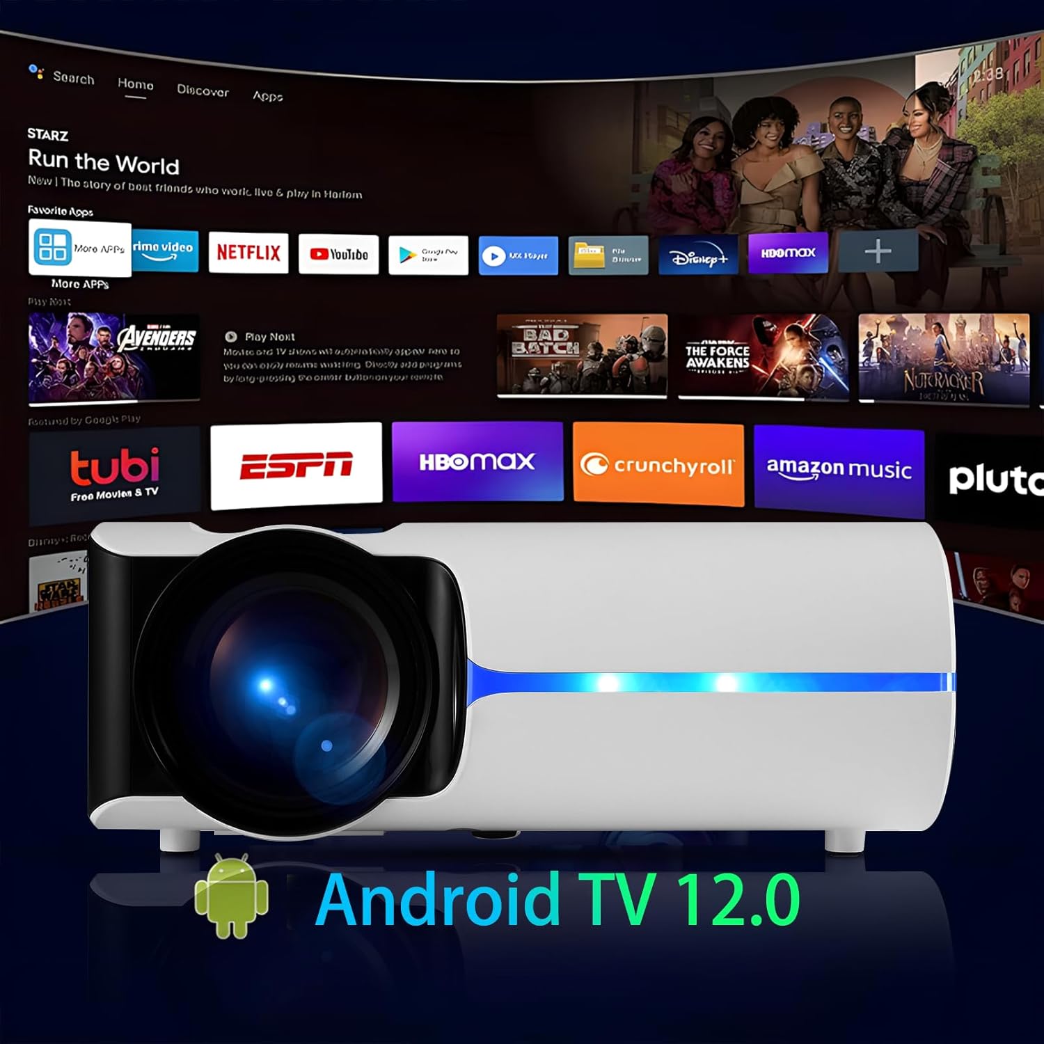 Smart HD Projector with 5G WIFI and Bluetooth, Netflix/Amazn Prime Video Certified, Dolby Audio, Outdoor Projector, 200-inch Zoom Home Theater Projector, Compatible with TV Stick, iOS, Android - Image 5