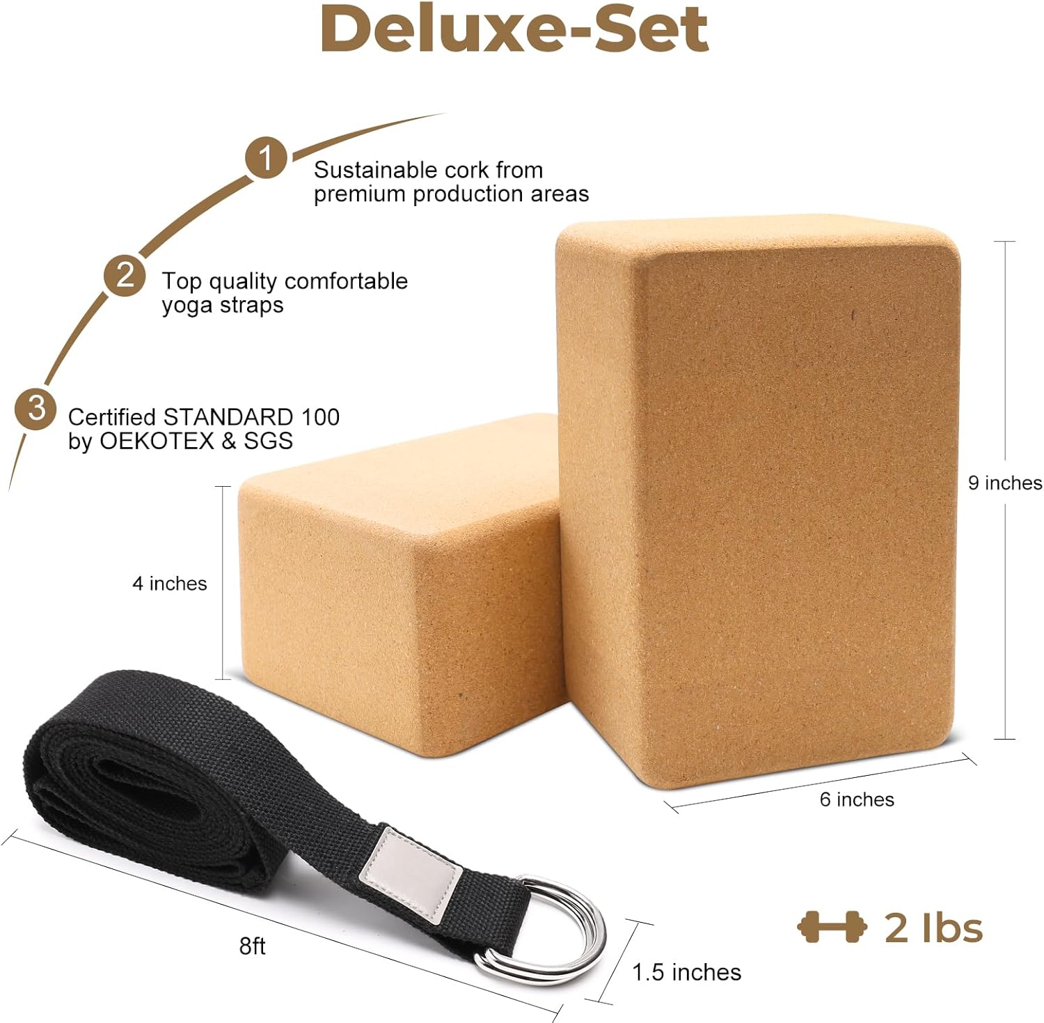 Cork Yoga Blocks 2 Pack Set -Natural Cork from Portugal, 9"x6"x4" Yoga Blocks Non-Slip&Anti-Tilt for Women| Men, Lightweight, Odor-Resistant| Moisture-Proof, Perfect Yoga Equipment - Image 7