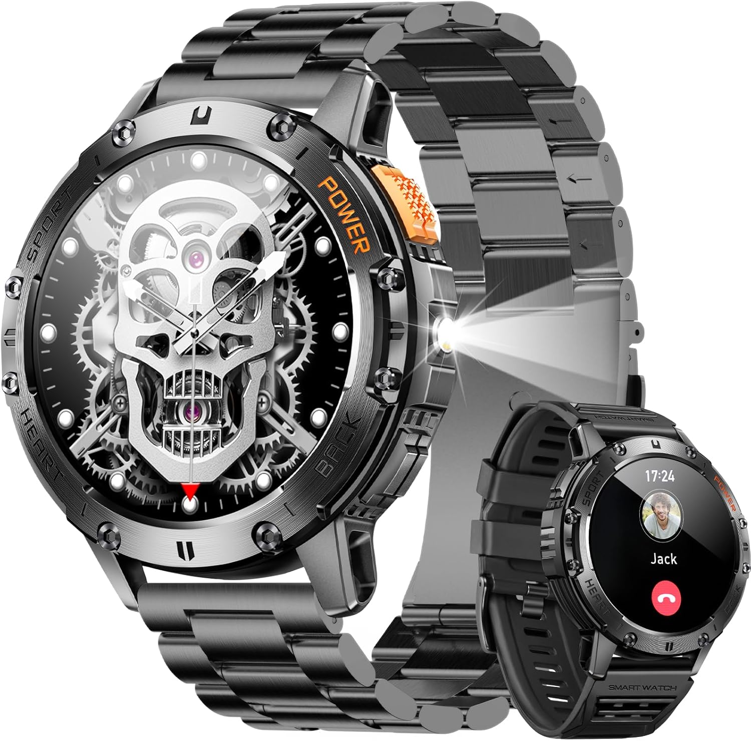 Military Smart Watch for Men (Answer/Make Calls), Rugged Smartwatch with Flashlight/40 Days Battery/Heart Rate/SpO2/Sleep Monitor/120+Sport Modes/IP68 Waterproof,Fitness Tracker for iPhone Android - Image 2