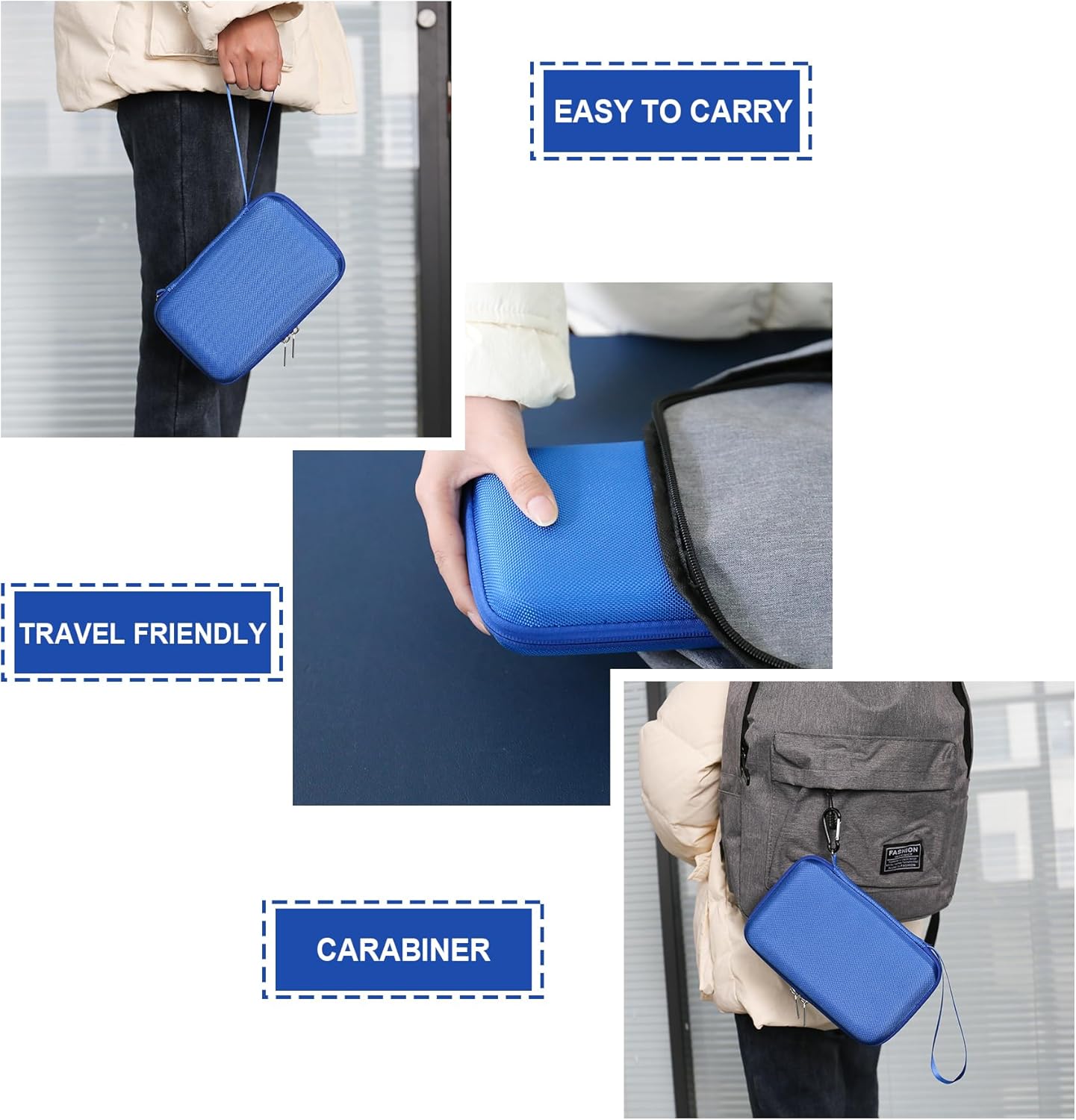 Hard Travel Case Compatible with GiiKER Super Slide Puzzle Games, Brain Teaser Protection Case with Zipper Mesh Pocket for Magnetic Cubes and Batteries, Blue - Image 6