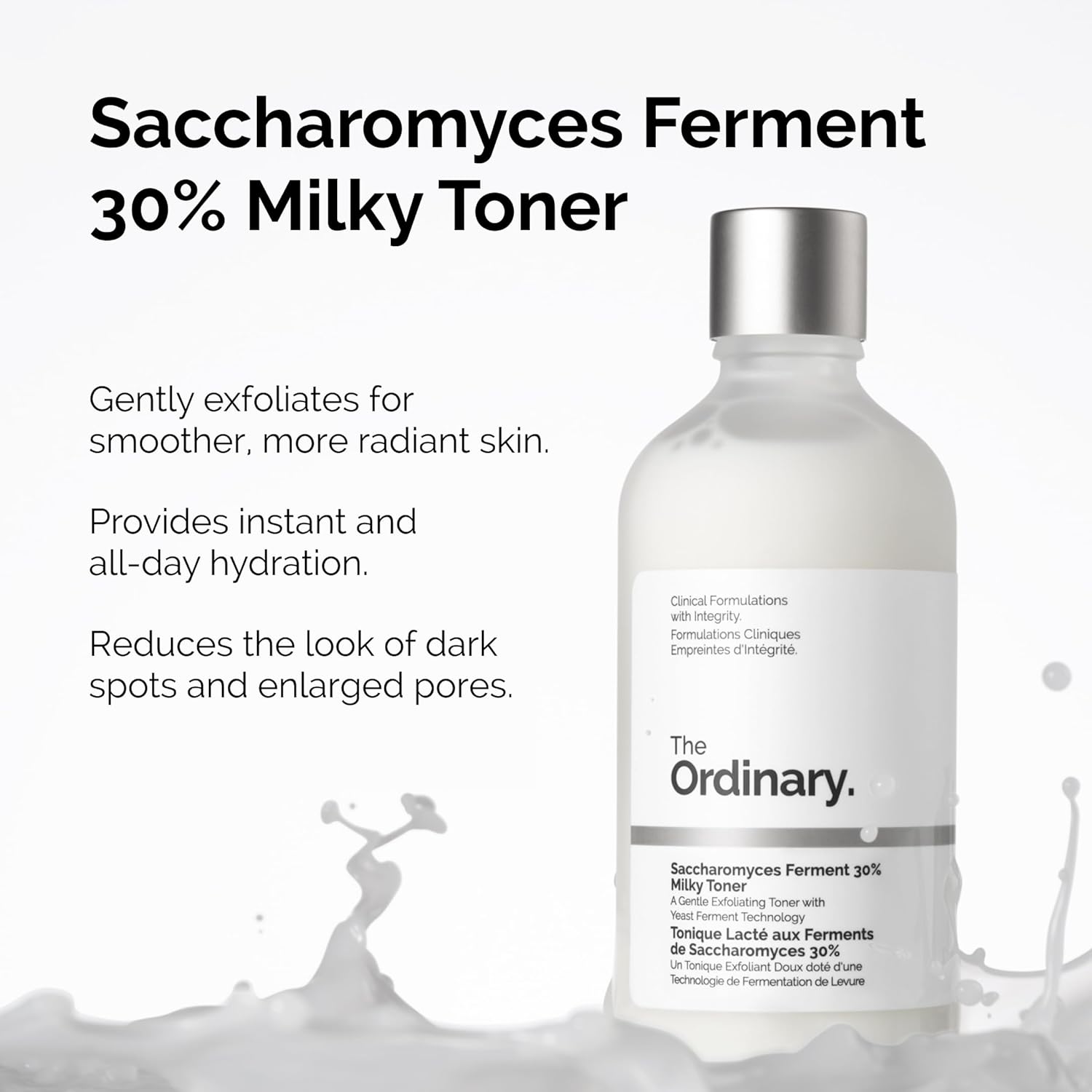 The Ordinary Saccharomyces Ferment 30% Milky Toner, Exfoliating and Hydrating Toner for Smoother, Brighter Skin, 3.4 Fl Oz - Image 3