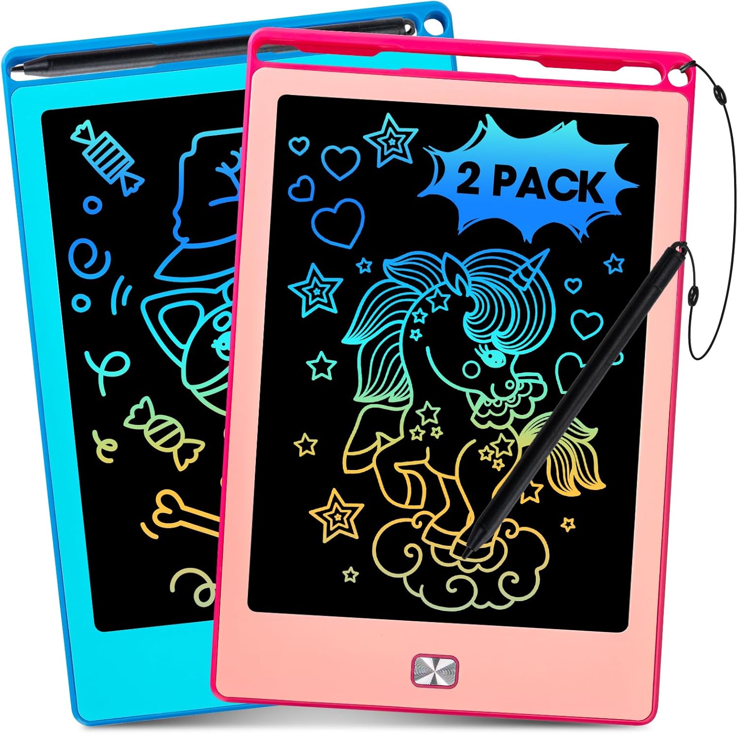 2 Pack LCD Writing Tablet for Kids,8.5 Inch Doodle Board Drawing Tablet Colorful Educational Toys for Boys Girls Reusable Road Travel Game Toy Gifts for 3 4 5 6 7 8 Years Old (Blue+Pink - Image 2