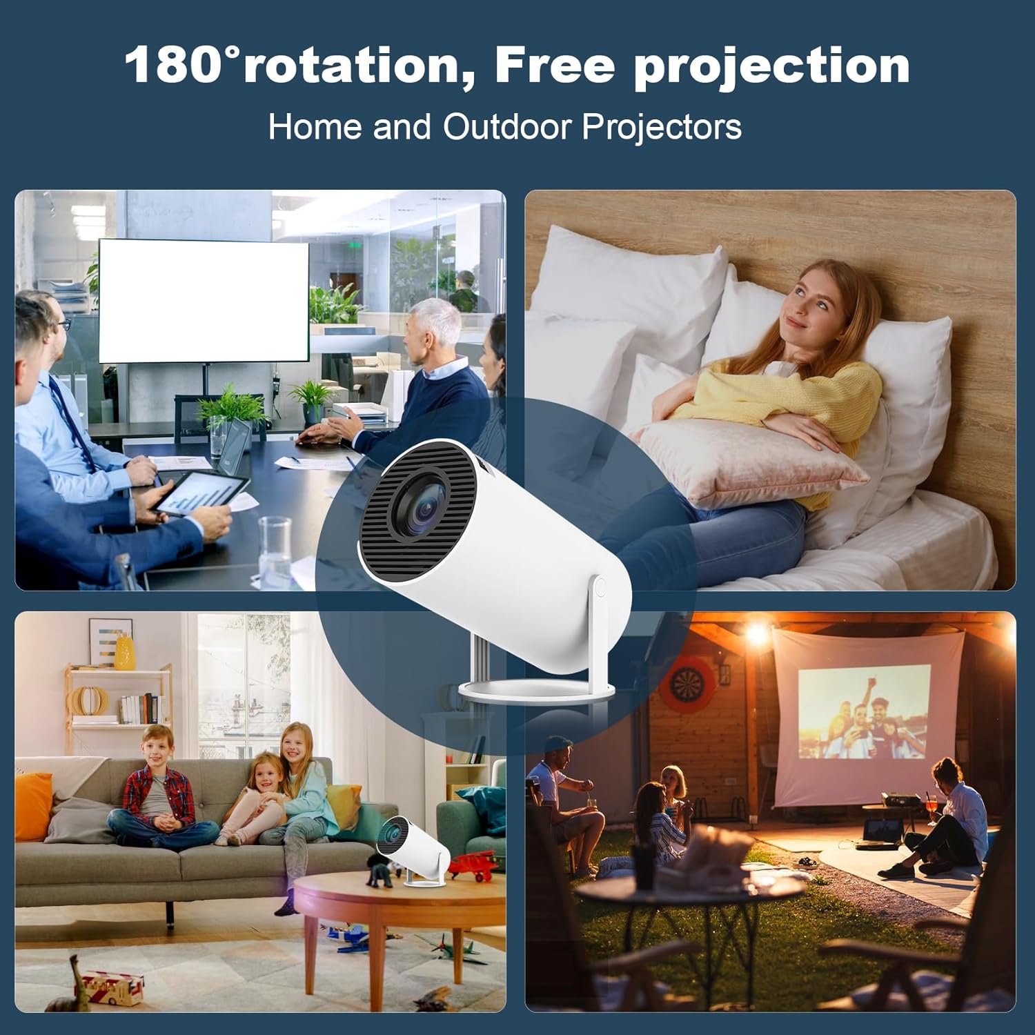 Mini Projector, HY300 Portable Projector, Support 4K 1080P with Dual-Band WIFI6 5G Wireless 5.0 Bluetooth Android 11, 180° Rotatable,160 ANSI Auto Keystone Correction, 40"-130" Screen Video Projector - Image 7
