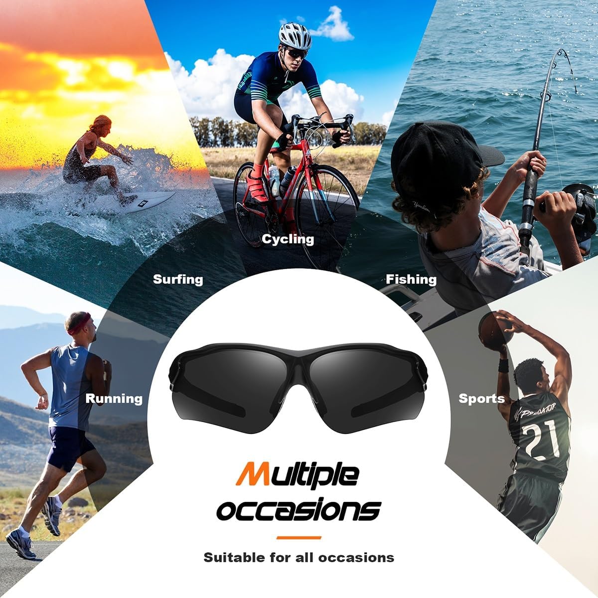 FAGUMA Polarized Sports Sunglasses for Men Women Fishing Cycling Running Golf Motorcycle TR90 Frame UV400 Protection - Image 7