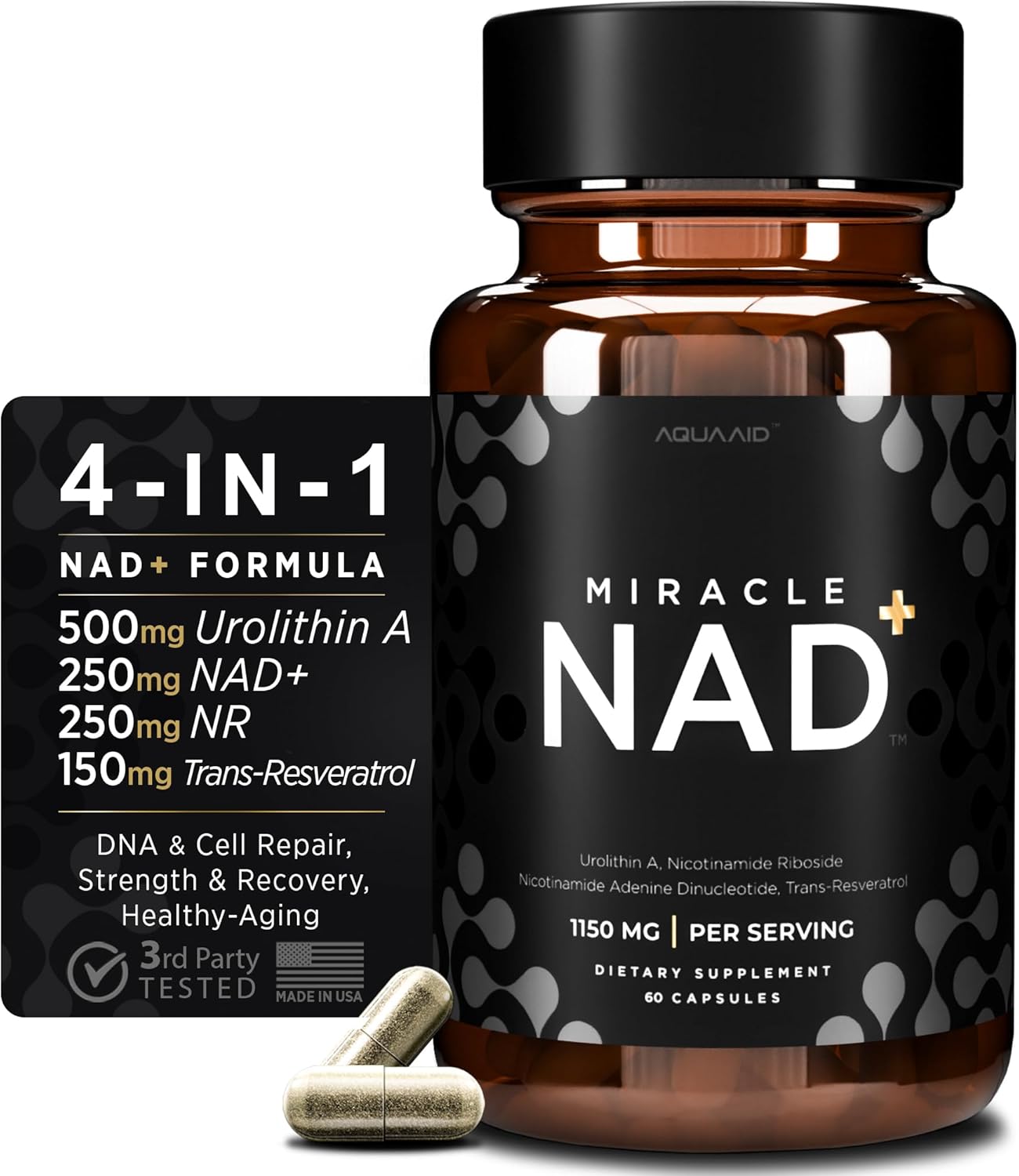 Miracle NAD with Urolithin A Supplement, Nicotinamide Riboside NR, NAD+, Trans Resveratrol for Men and Women - Healthy-Aging, Cellular Energy & Repair - 3rd Party Tested - 60 Capsules - Image 2