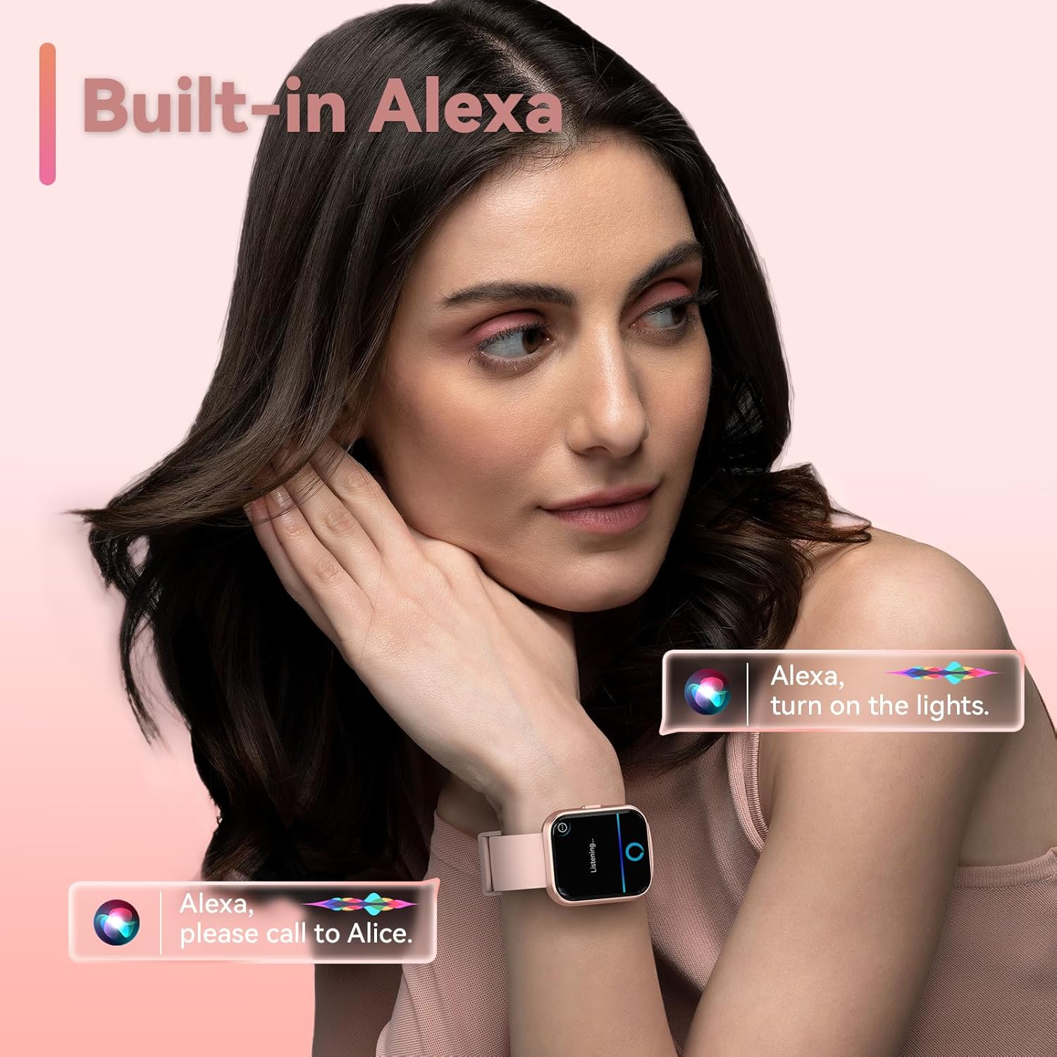Smart Watches for Women, Alexa Built-in Fitness Watch with 1.8" LCD Screen & Bluetooth Call (Make/Answer), Heart Rate/SpO2/Sleep Monitor, 100 Sports, IP68 Waterproof Smartwatch for Apple Android - Image 4