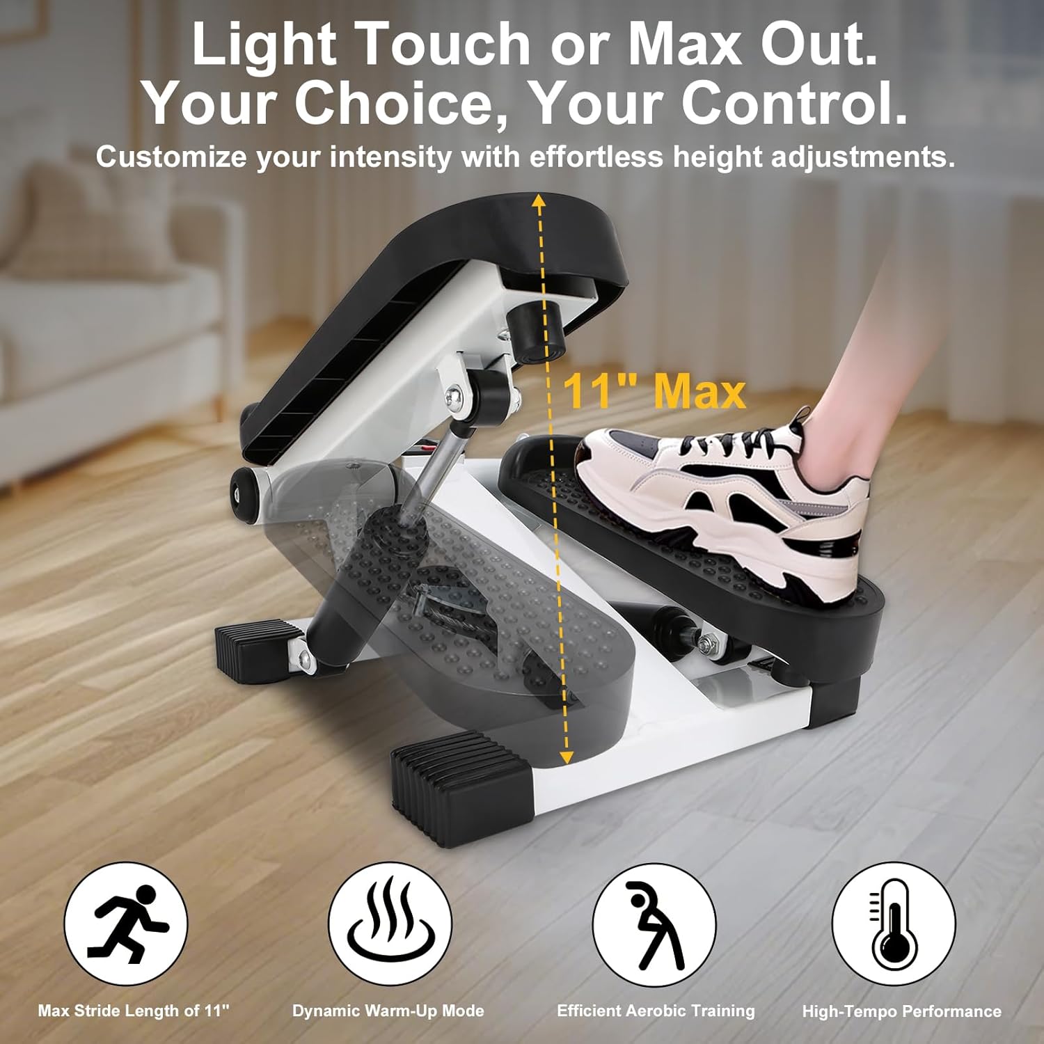 Mini Stepper for Home Exercise, Portable Stair Stepper with LCD Monitor and Resistance Bands, 260lbs Weight Capacity, Twist Stepper for Full Body Workout - Image 3