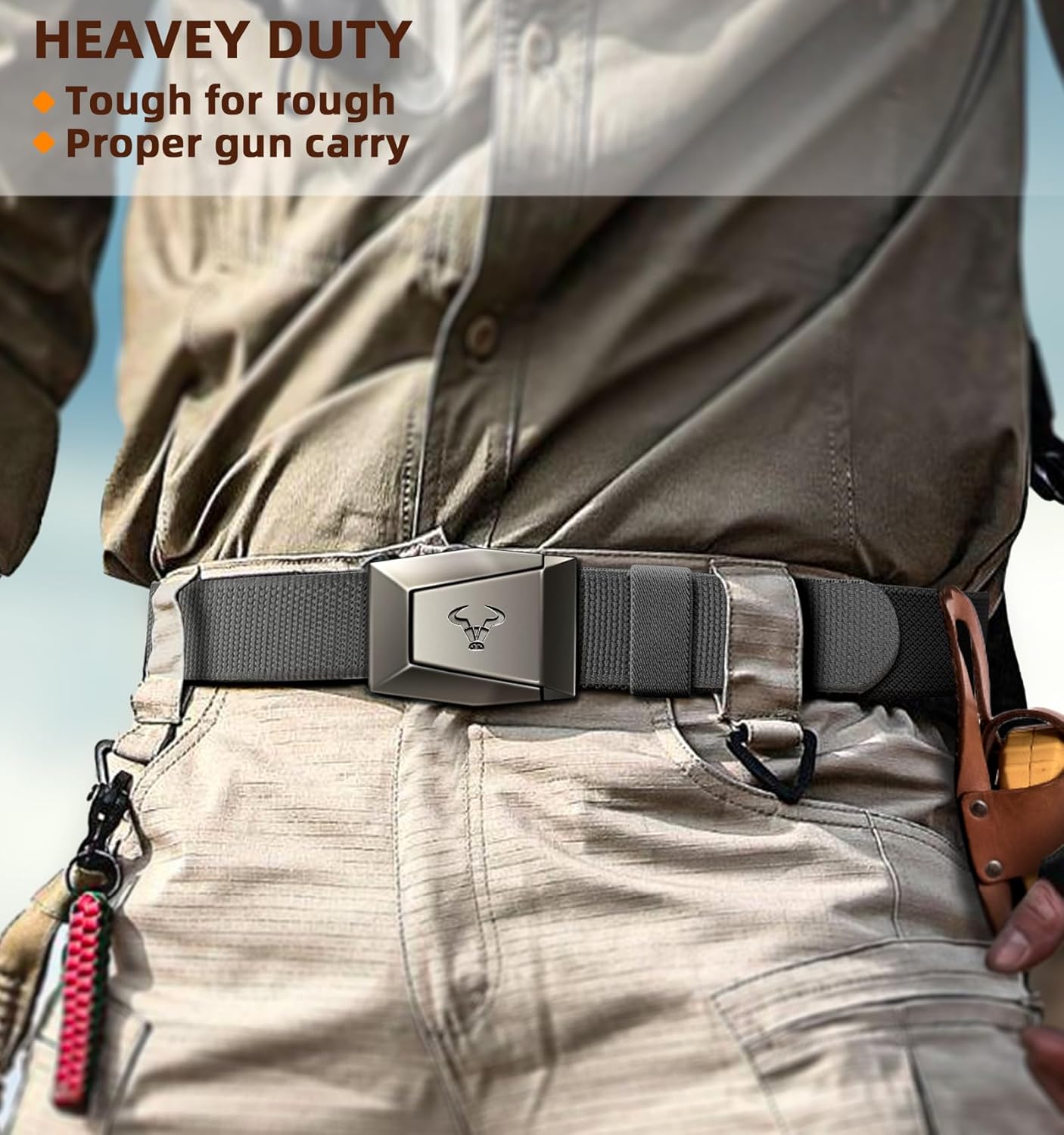 BULLIANT Men Stretch Belt, Nylon Rigger Web EDC Holster Belt for Gift Men Hiking Tactical Military Heavy Duty 1 3/8" - Image 8