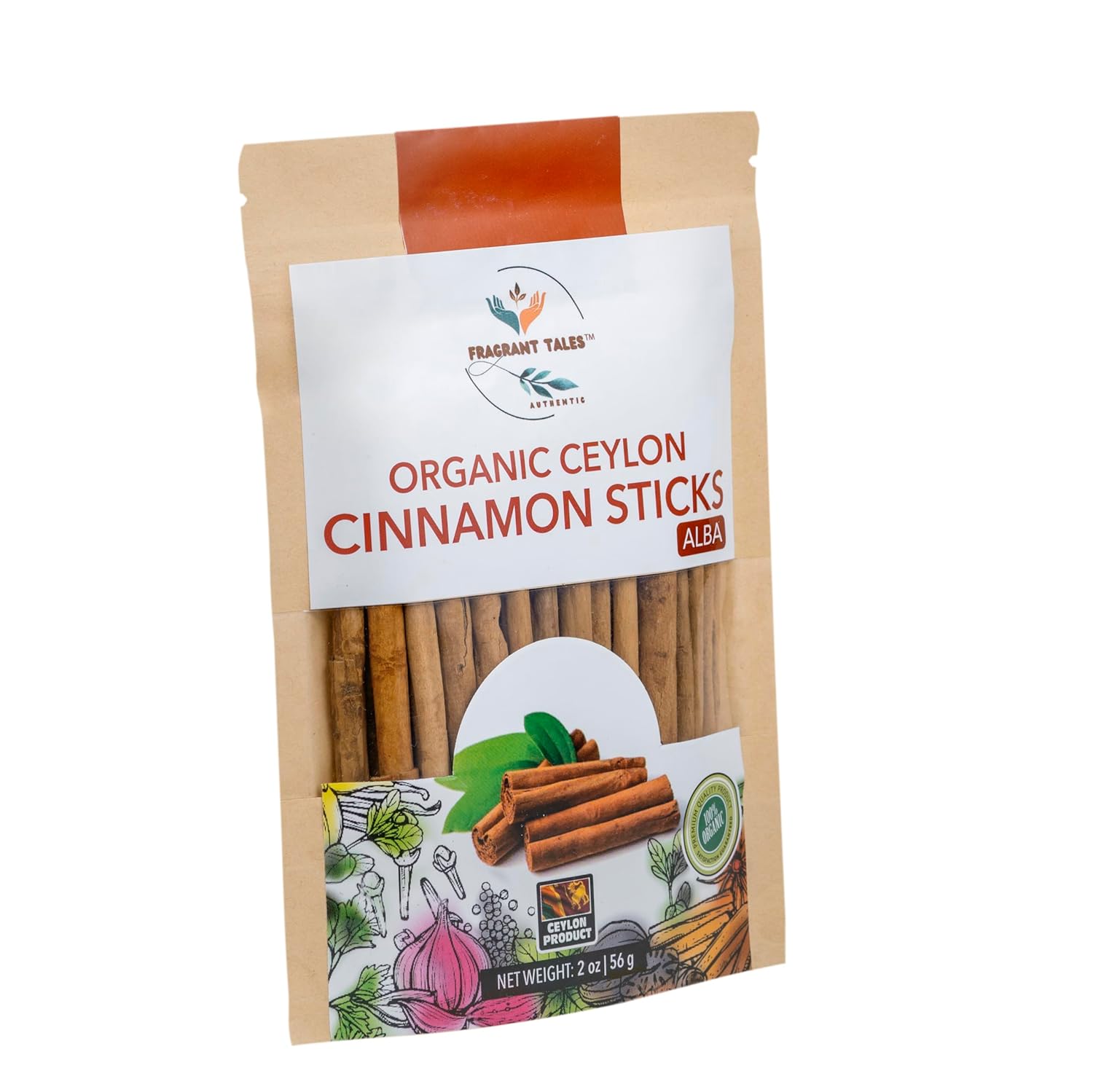 Premium Organic Ceylon Cinnamon Sticks - 2 oz (56g), Grade Alba, (4" cut 20 to 24 sticks) True Ceylon, USDA Certified, Non-GMO, Gluten-Free, Pure Sri Lankan Cinnamon for Cooking, Baking and Brewing. - Image 3