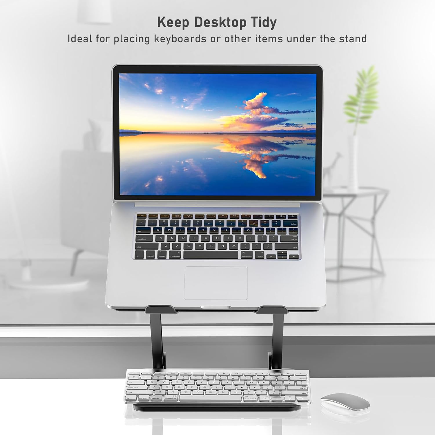 BoYata Laptop Stand, Adjustable Laptop Riser with Slide-Proof Silicone and Protective Hooks, Laptop Stand for Laptop up to 17 Inches, Laptop Holder Compatible for MacBook, Laptop-Black - Image 8