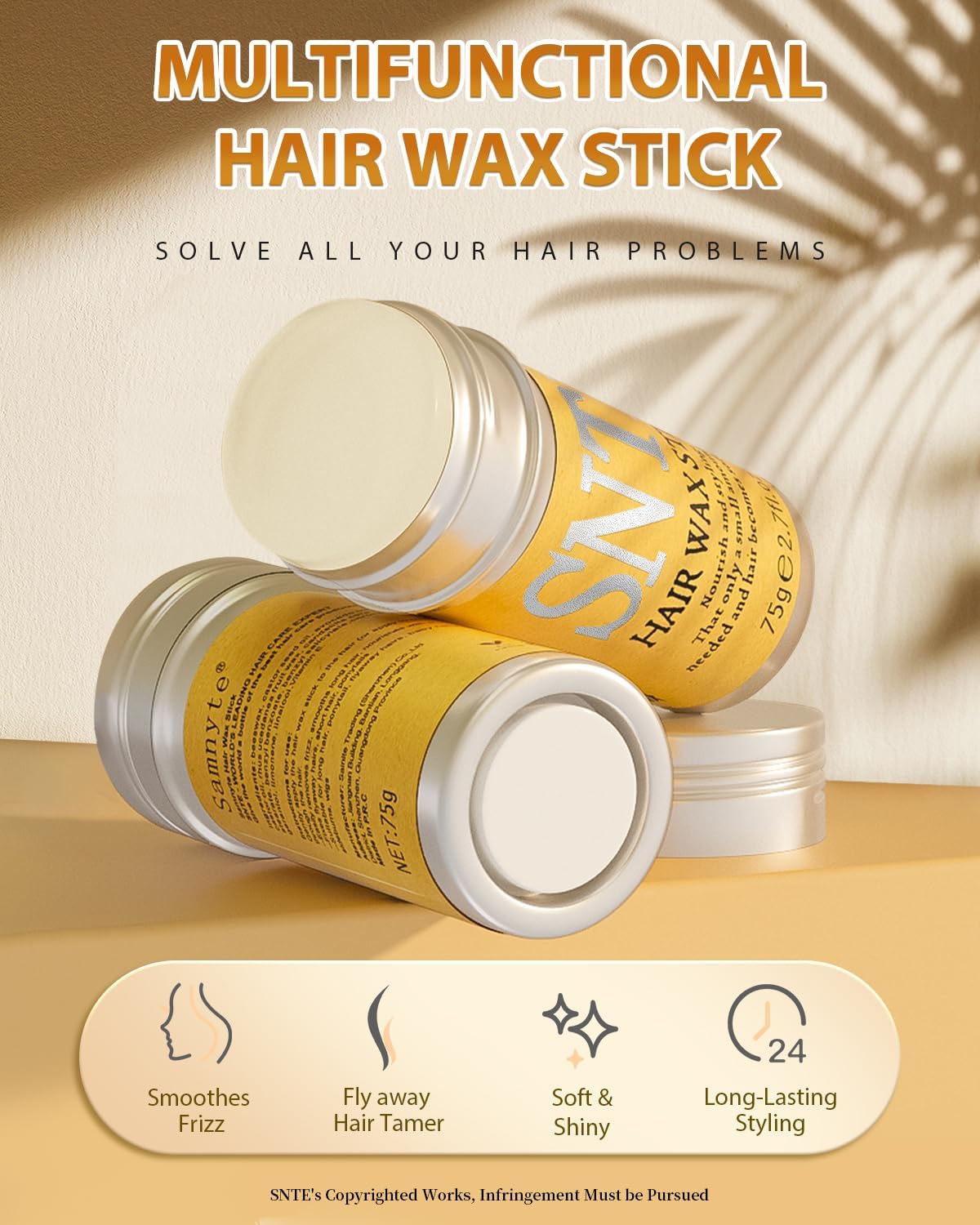 Hair Wax Stick - Slick Back Hair Brush Set 6Pcs,Wax Stick for Hair Flyaways,Slick Stick for Smooth Edge Frizz,Hair Bun Accessories,Non-greasy Topsy Tail Hair Tools for Women,Kids & Teen Girls - Image 3