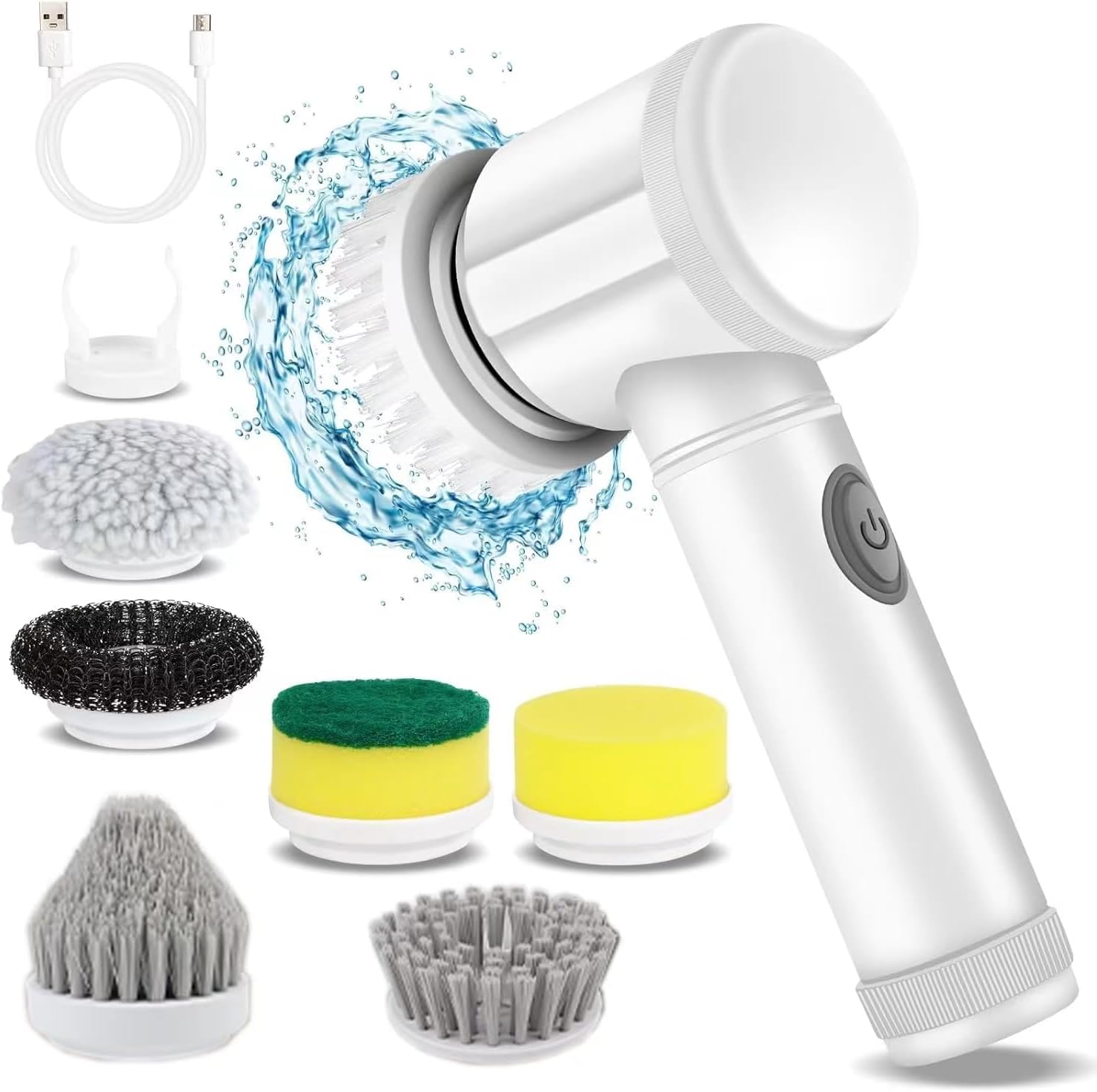 Electric Spin Scrubber - Shower Scrubber,Bathroom Scrubber Electric,for Cleaning Tub, Floor, Tile, Window, Sink, Kitchen Cleaning with 6 Electric Cleaning Brush Head (6) - Image 2