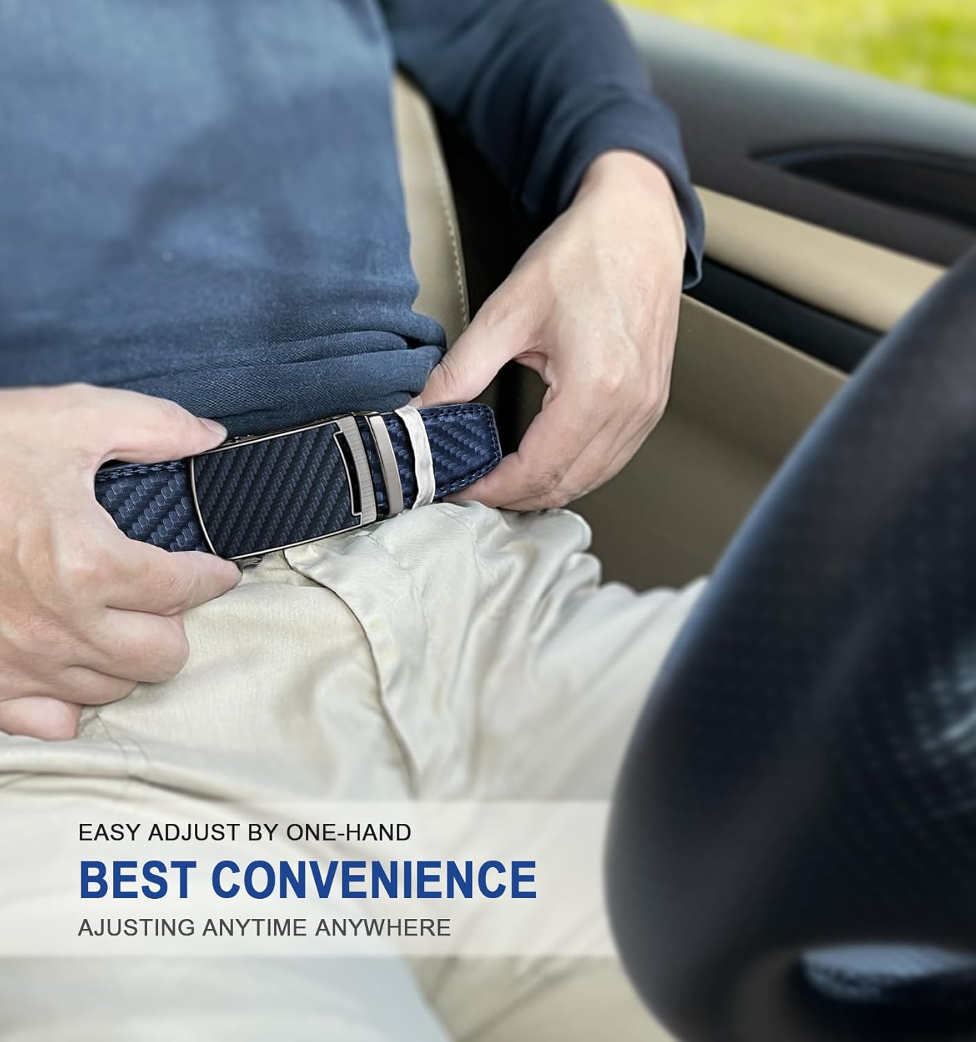 KEMISANT Mens Belt, Leather Ratchet Belt Customizable Fit,Effortless Style 35mm - Image 9