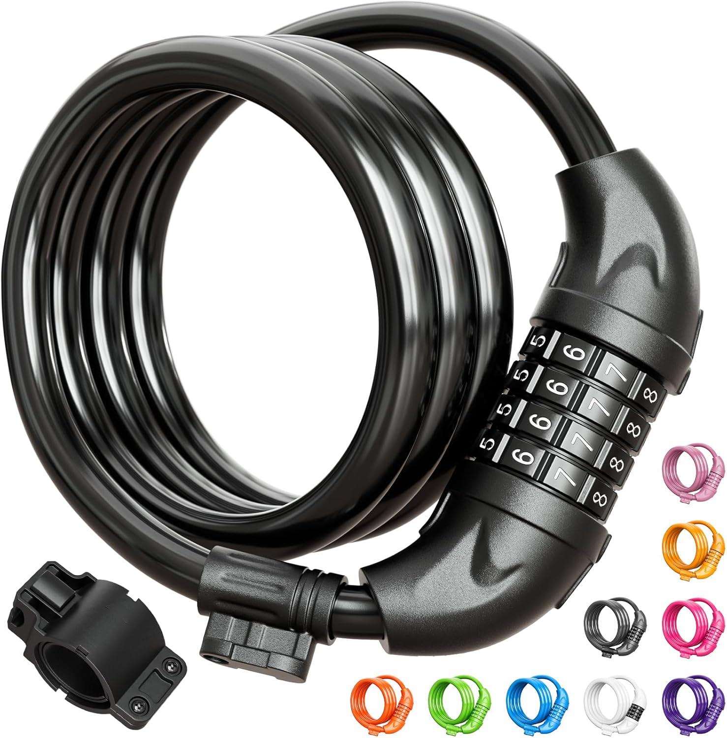 Titanker Bike Lock, Bicycle Lock 4 Feet Cable Lock 1/2 Inch Resettable Bike Lock Combination with Mounting Bracket, Bike Accessories for Bicycle, Electric Scooter, Motorcycle - Image 2