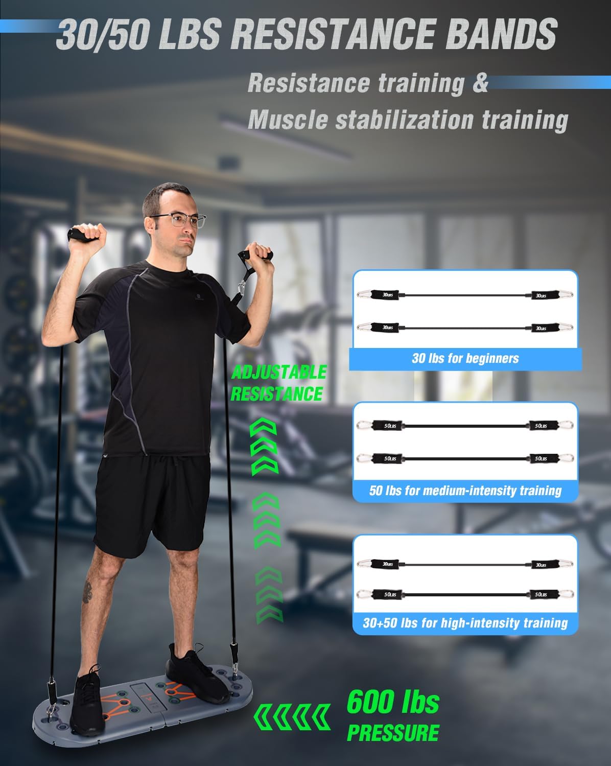 Hikeen Home Workout Equipment to Help Achieve Fitness Goals, 27-in-1 Portable Gym Exercise Equipment with Compact Push-Up Board, Resistance Bands, Ab Roller Wheel, and Pilates Bar, Master Your Workout - Image 5